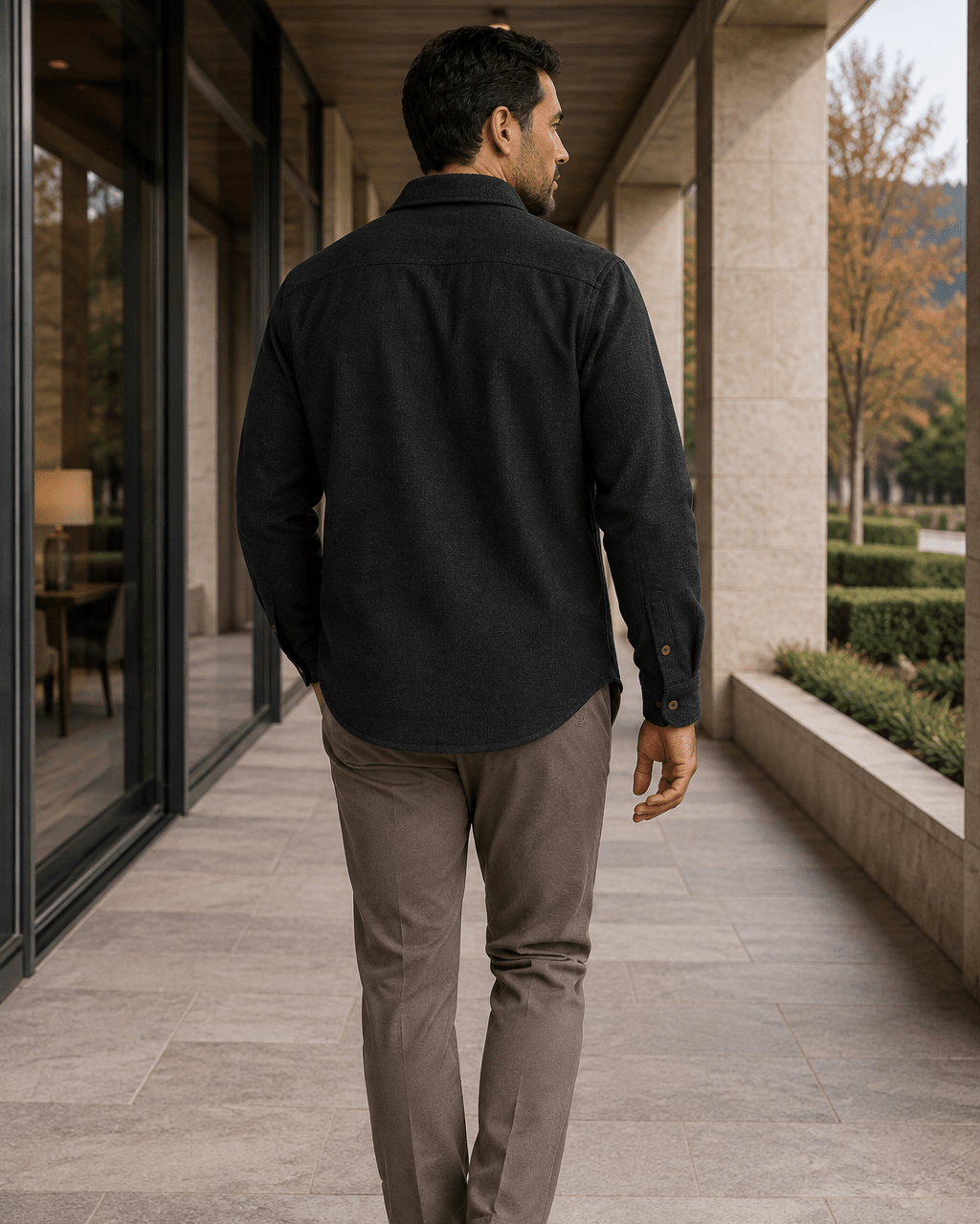 Washed Stretch Cord Button-Up Shirt - F/X Fusion - Overshirt Button-Up - #color_Black