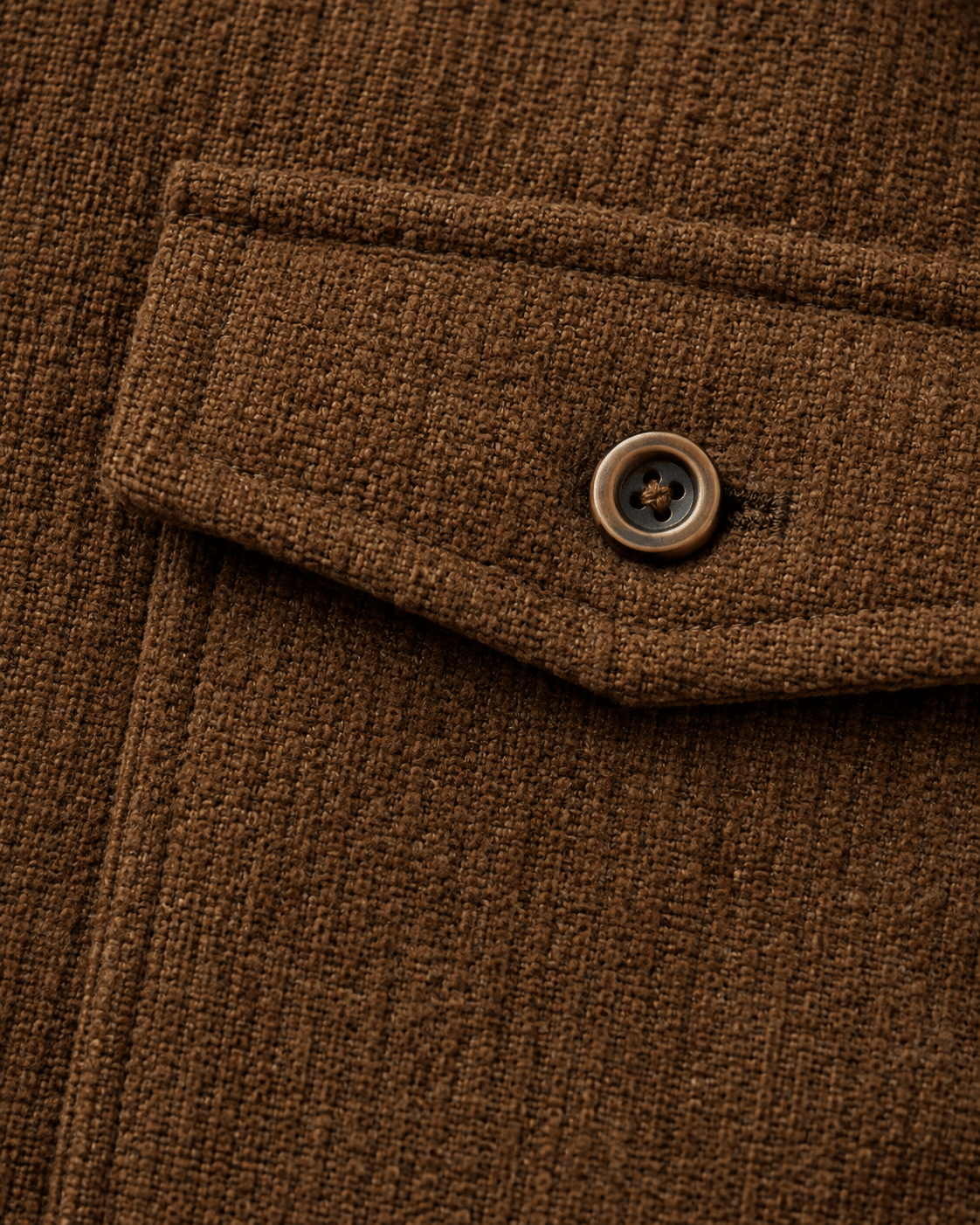 Washed Stretch Cord Button-Up Shirt - F/X Fusion - Overshirt Button-Up - #color_Brown
