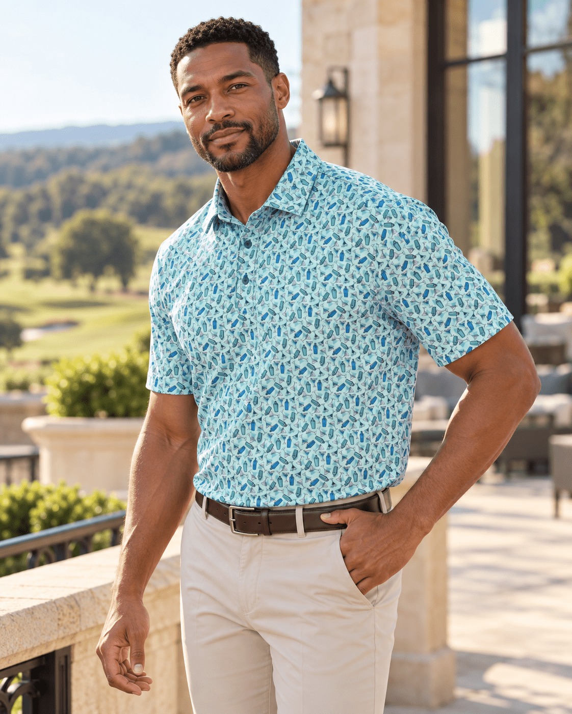 Martini Mania Performance Golf Polo - F/X Fusion - Golf Polo - #color_Aqua