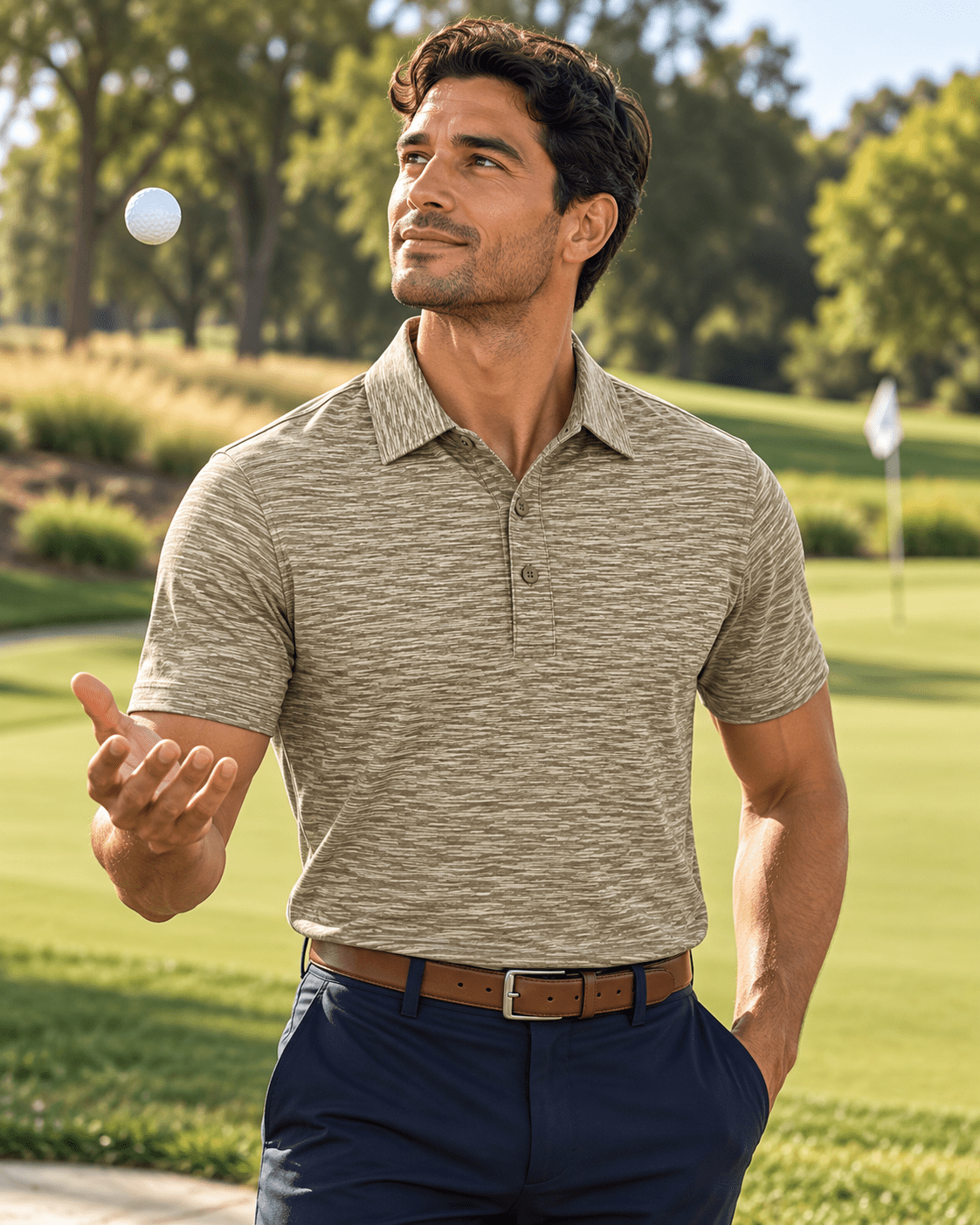 Space Dye Performance Golf Polo - F/X Fusion - Golf Polo - #color_Brown
