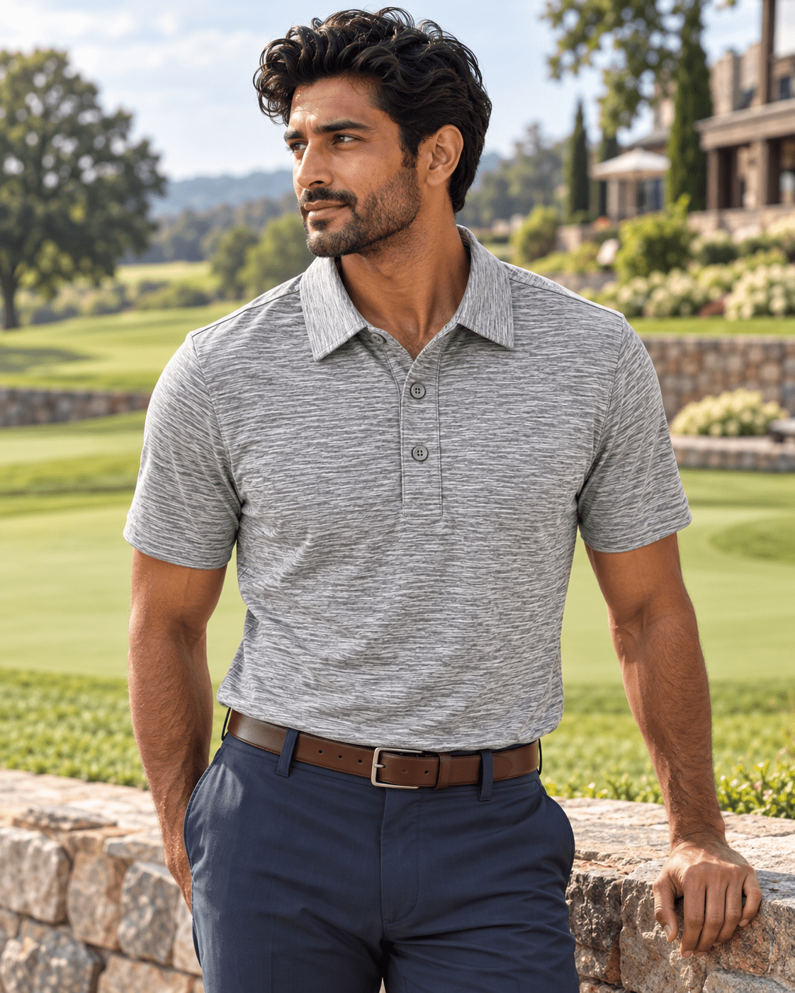 Space Dye Performance Golf Polo - F/X Fusion - Golf Polo - #color_Grey