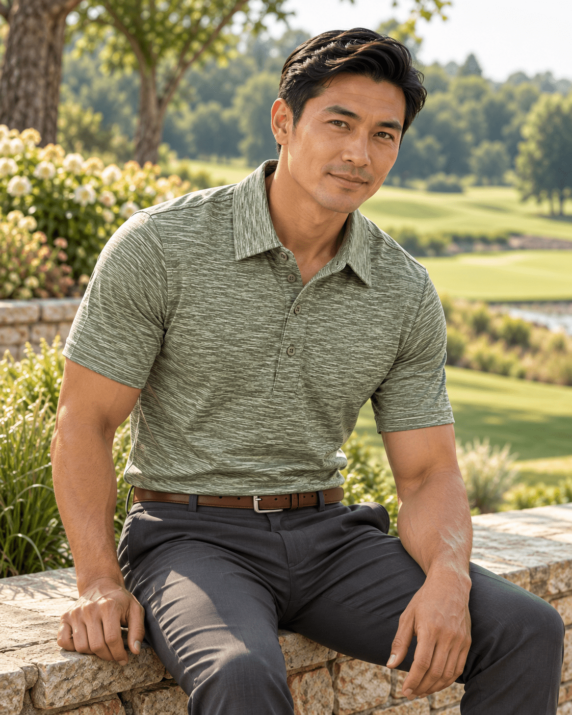 Space Dye Performance Golf Polo - F/X Fusion - Golf Polo - #color_Dusty Olive