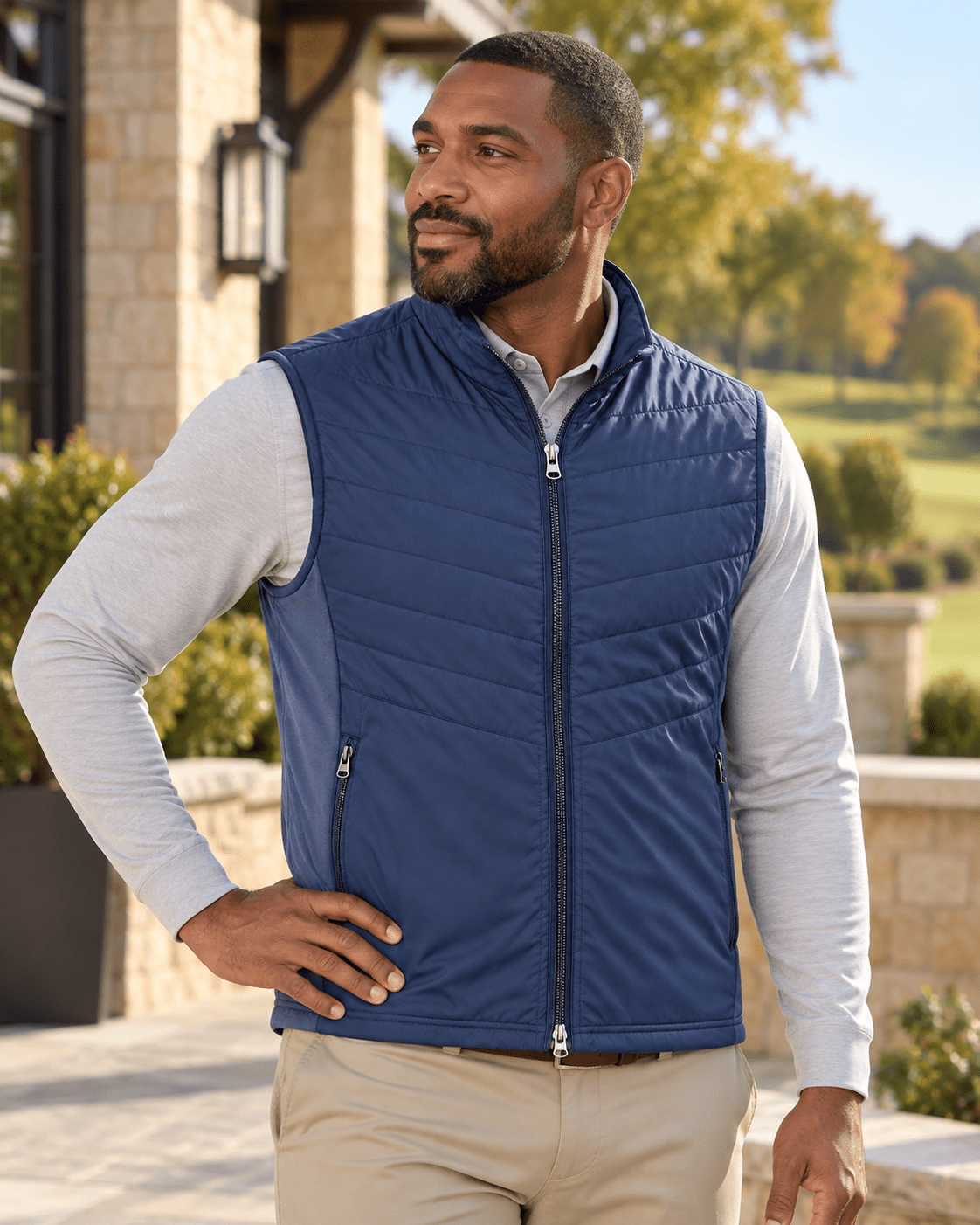 Full-Zip Performance Golf Vest - F/X Fusion - Golf Vest - #color_Navy