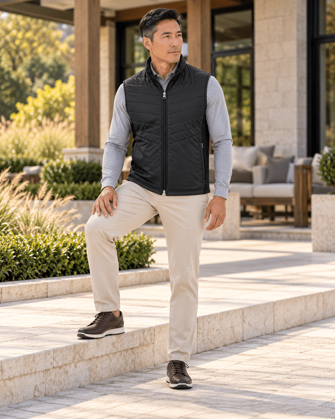 Full-Zip Performance Golf Vest - F/X Fusion - Golf Vest - #color_Black