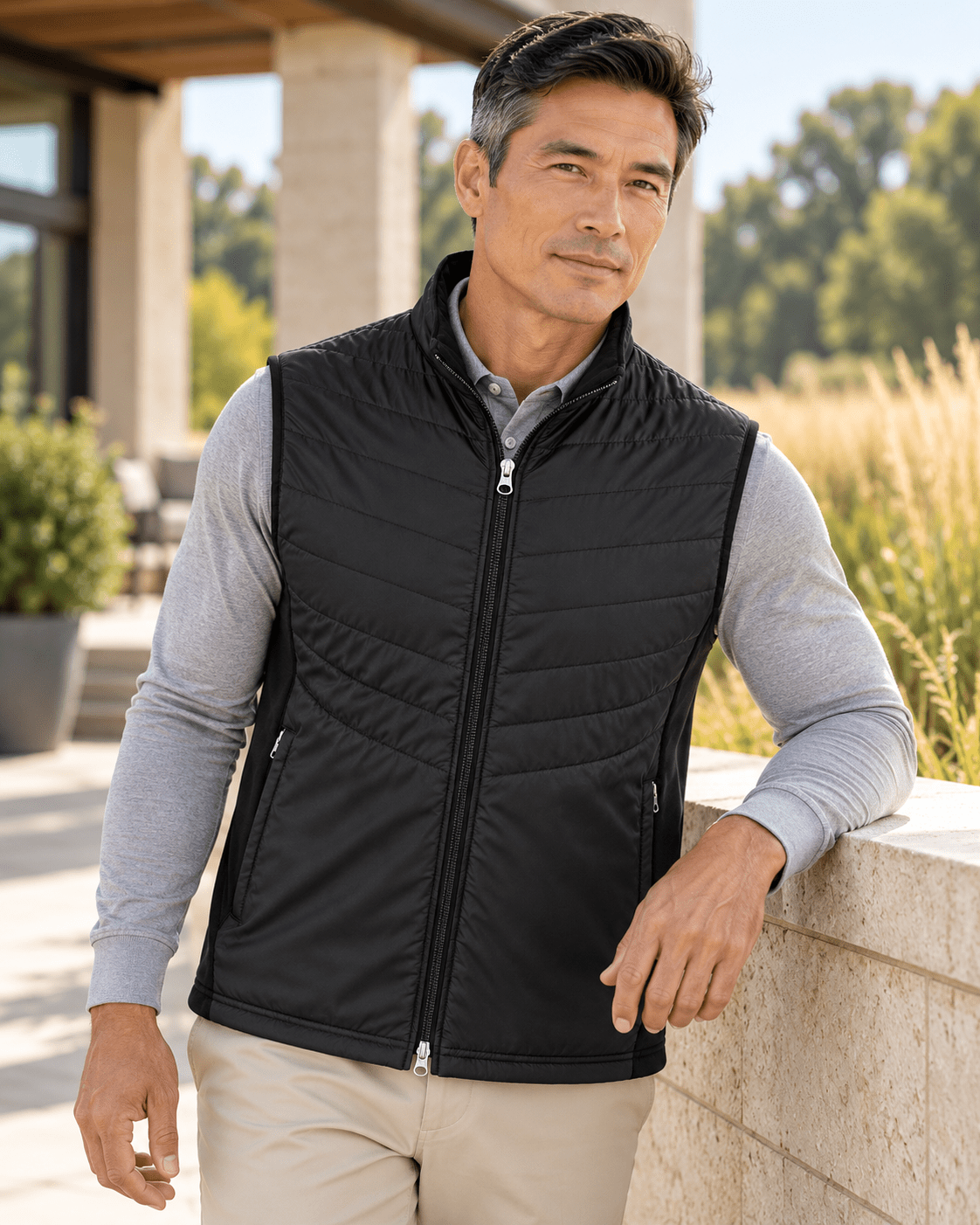 Full-Zip Performance Golf Vest - F/X Fusion - Golf Vest - #color_Black
