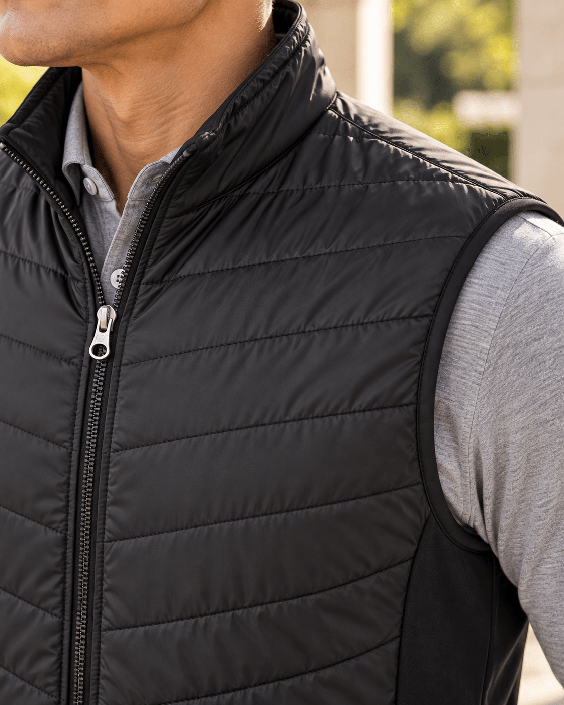 Full-Zip Performance Golf Vest - F/X Fusion - Golf Vest - #color_Black