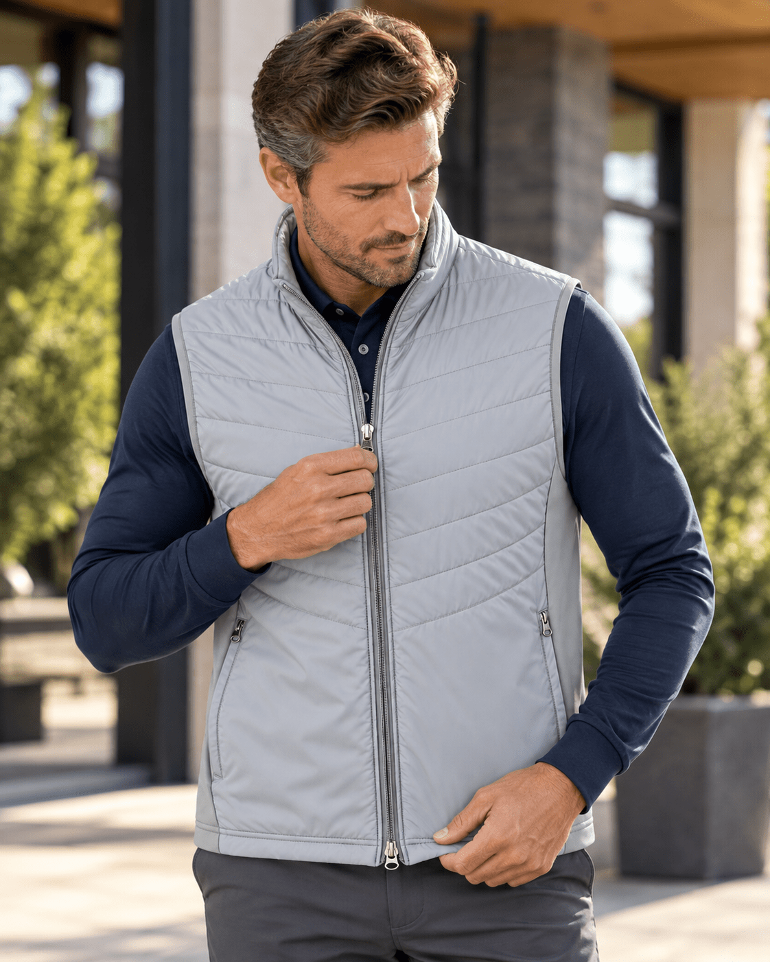 Full-Zip Performance Golf Vest - F/X Fusion - Golf Vest - #color_Silver