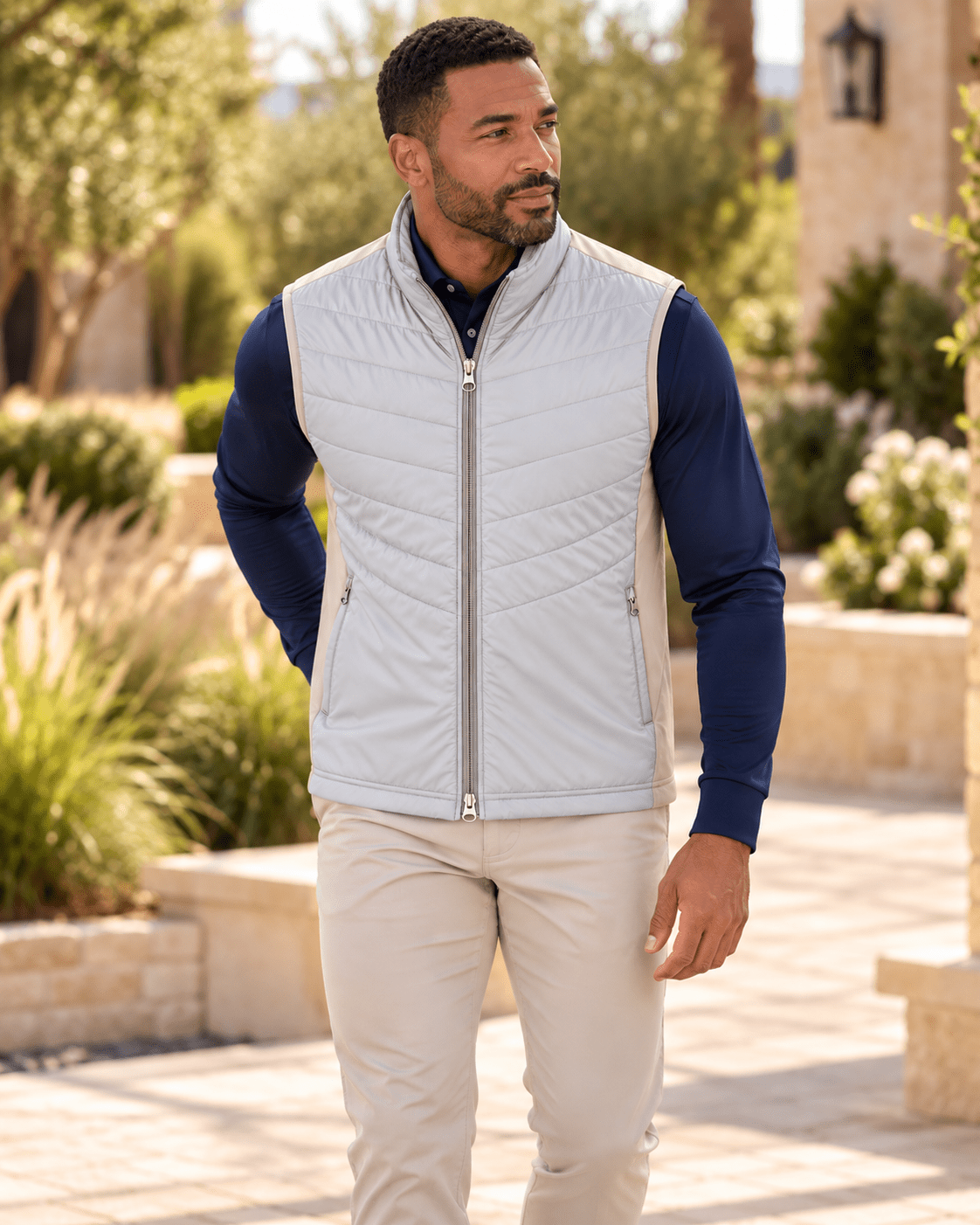 Full-Zip Performance Golf Vest - F/X Fusion - Golf Vest - #color_Tan