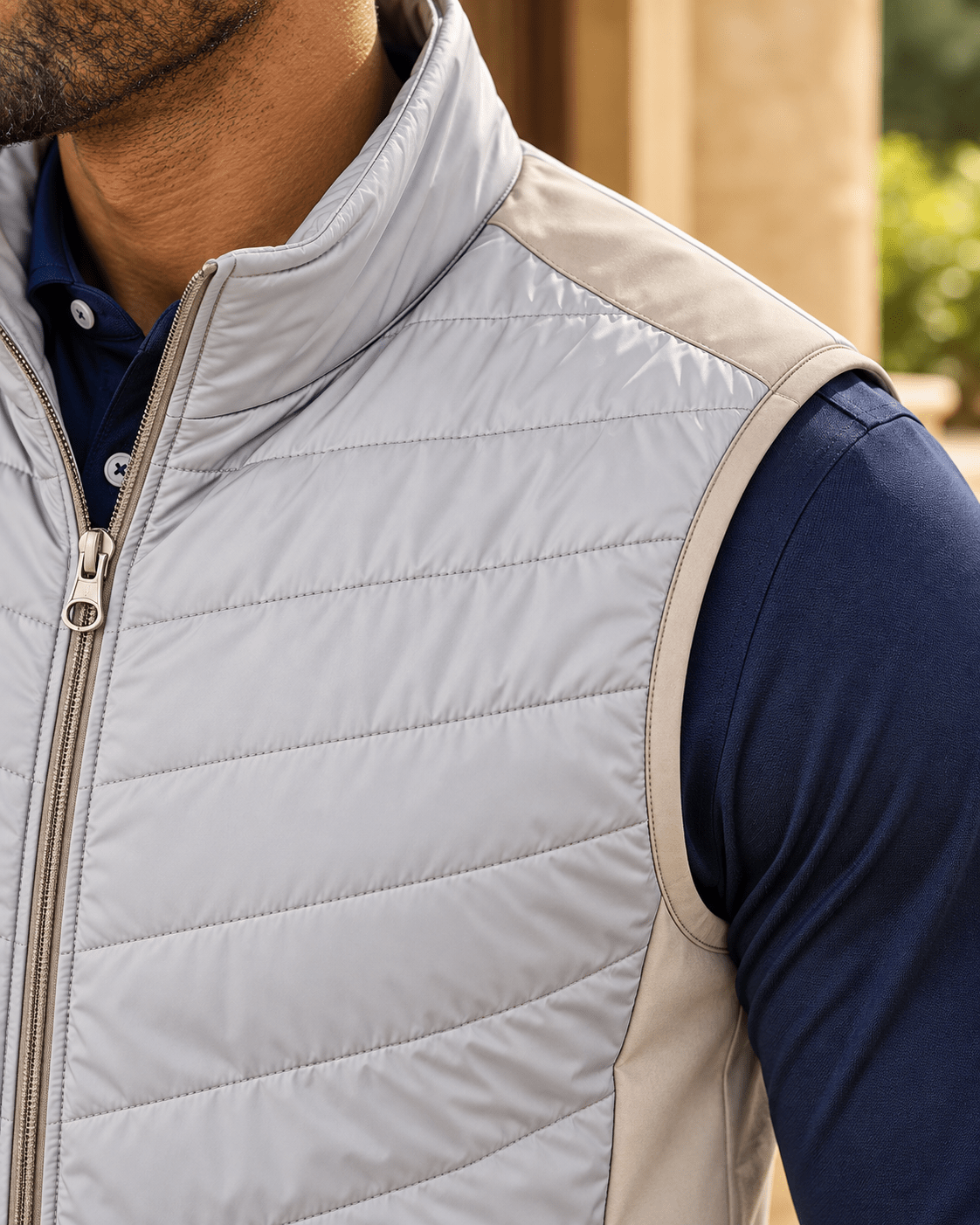 Full-Zip Performance Golf Vest - F/X Fusion - Golf Vest - #color_Tan