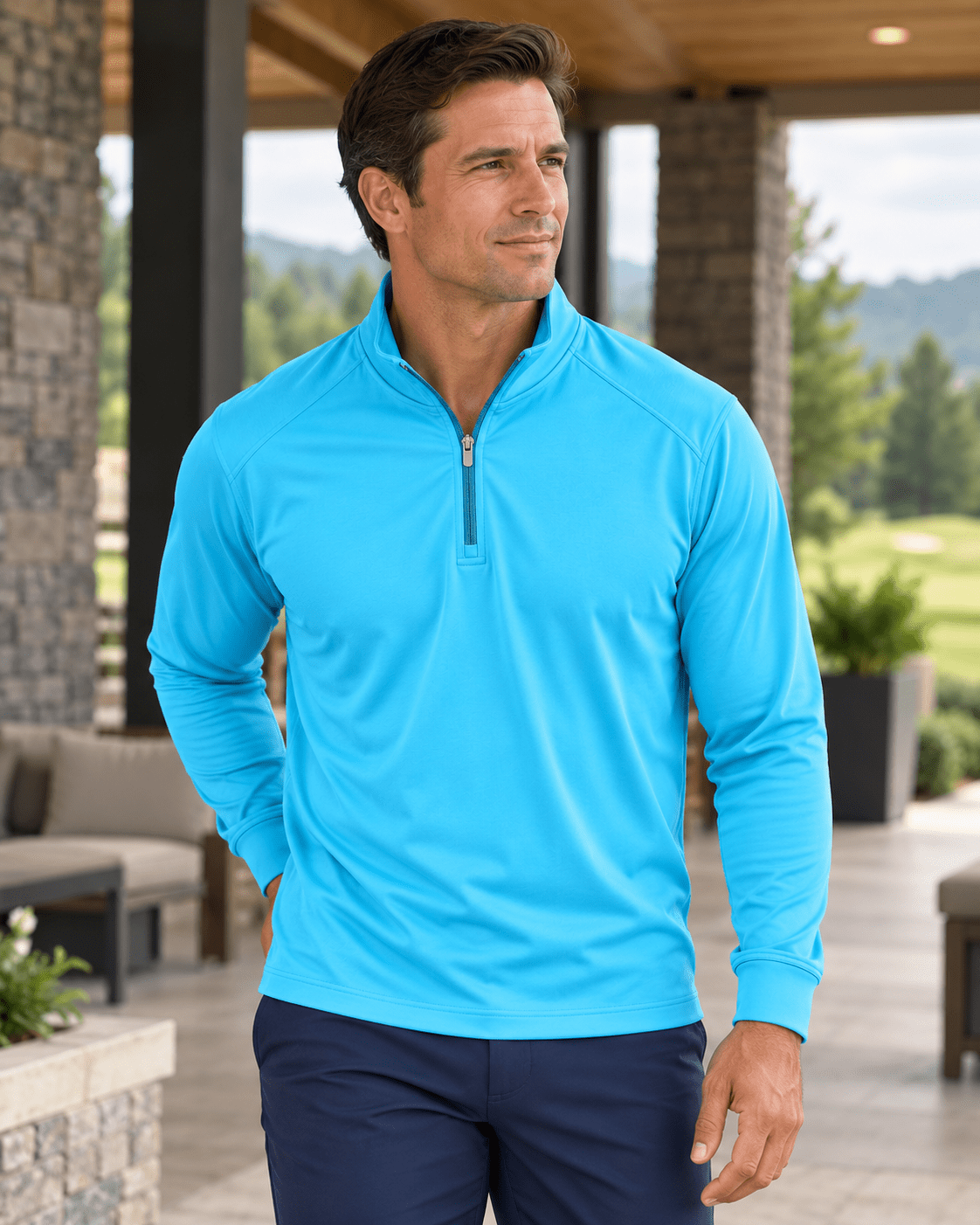 Microdot Performance Quarter-Zip - F/X Fusion - Golf Quarter-Zip - #color_Aqua