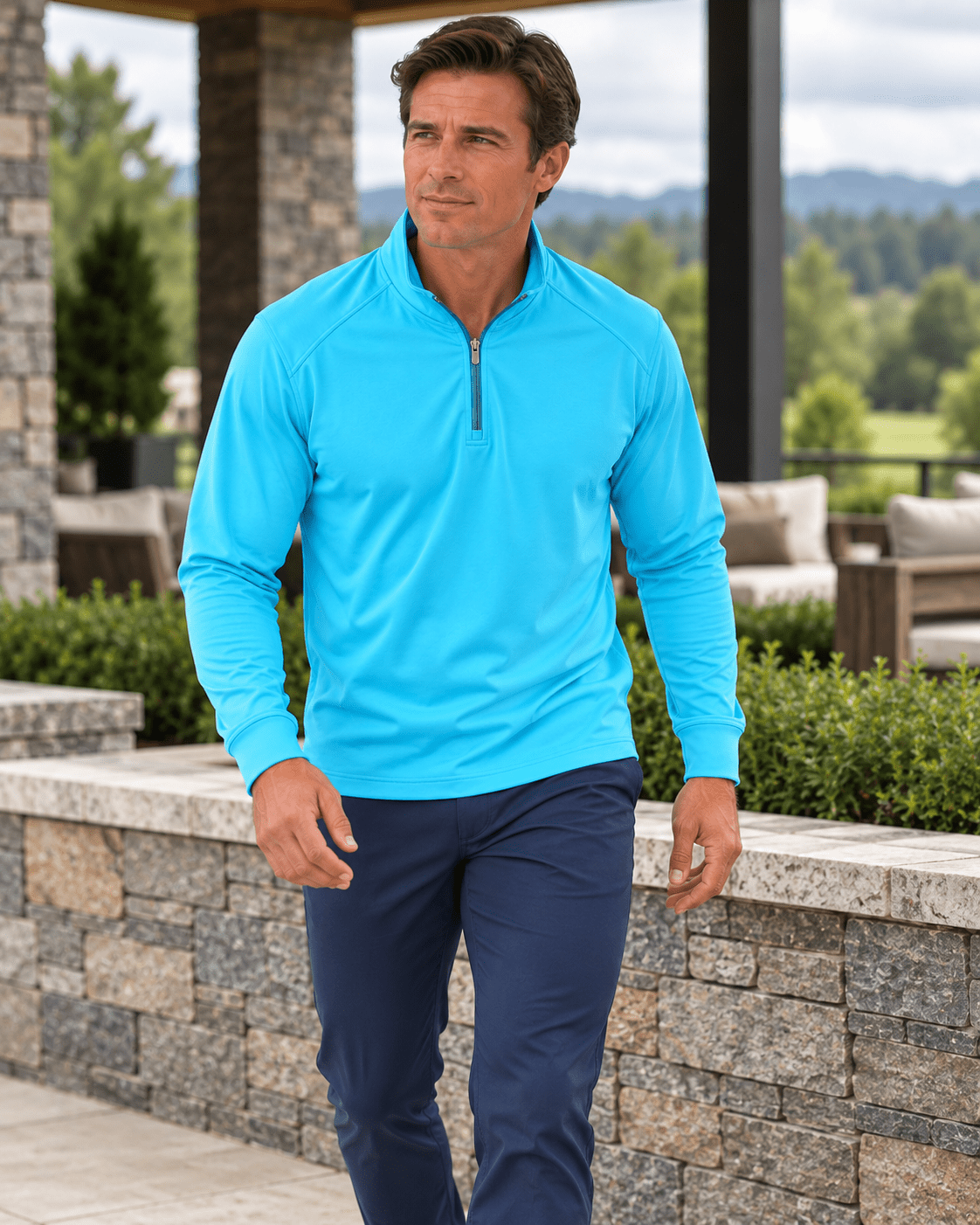 Microdot Performance Quarter-Zip - F/X Fusion - Golf Quarter-Zip - #color_Aqua