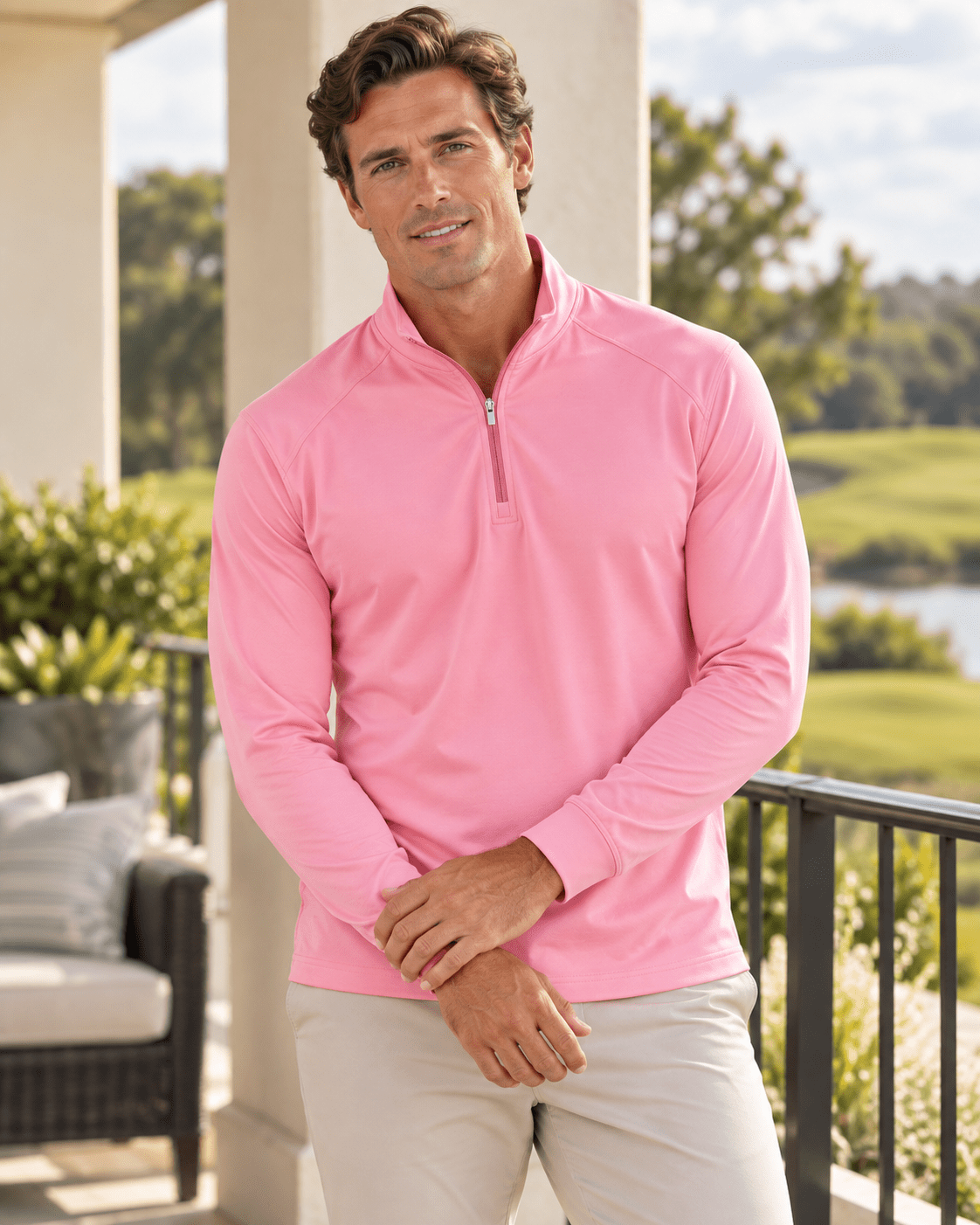 Microdot Performance Quarter-Zip - F/X Fusion - Golf Quarter-Zip - #color_Pink