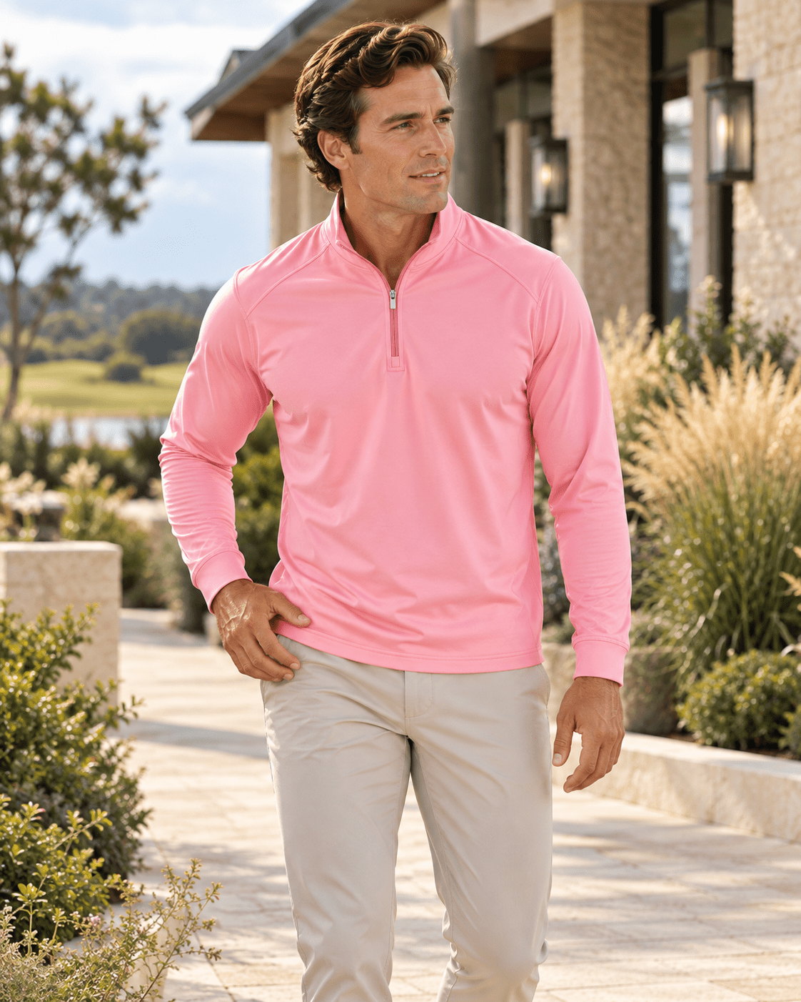 Microdot Performance Quarter-Zip - F/X Fusion - Golf Quarter-Zip - #color_Pink