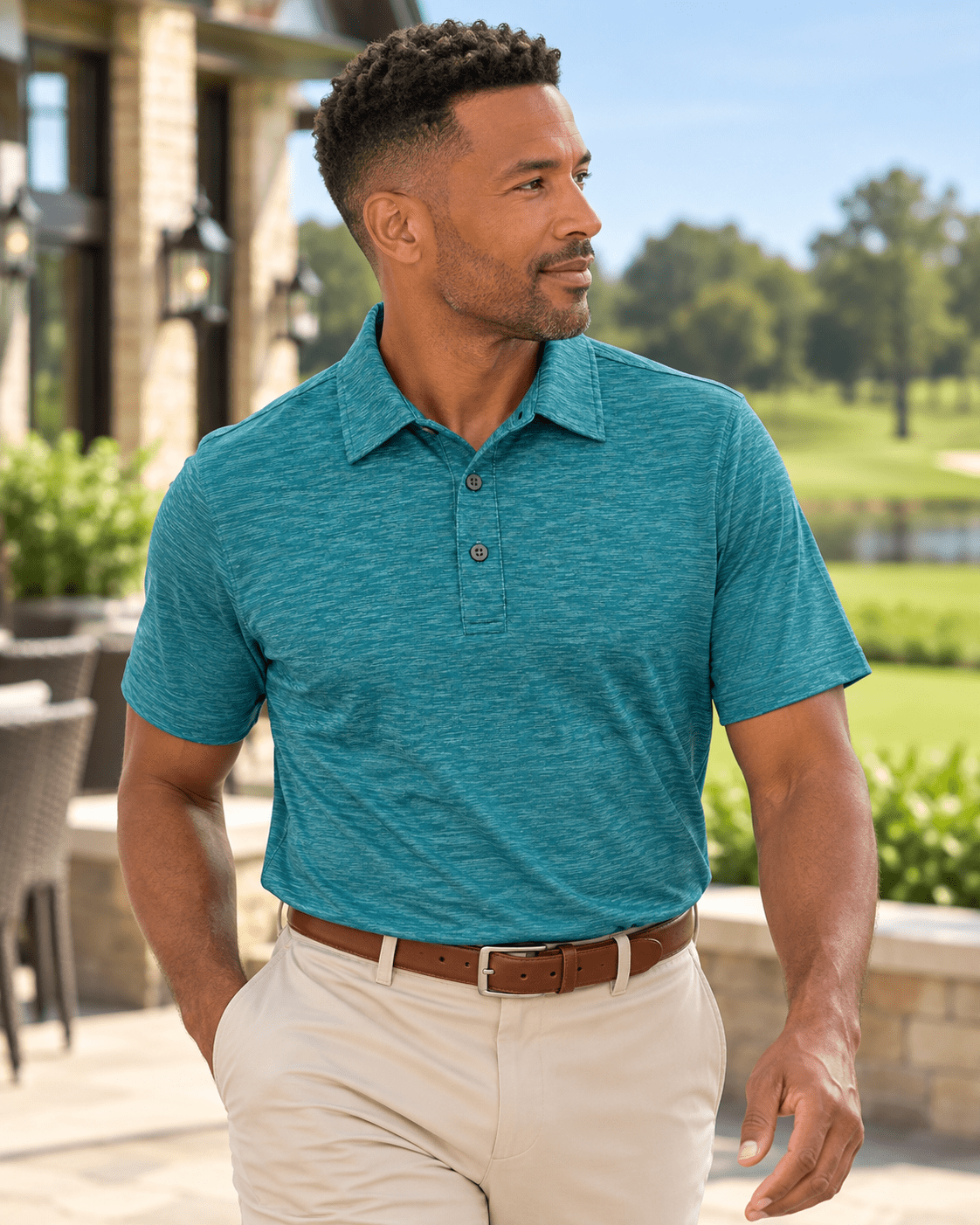 Space Dye Performance Golf Polo - F/X Fusion - Golf Polo - #color_Teal