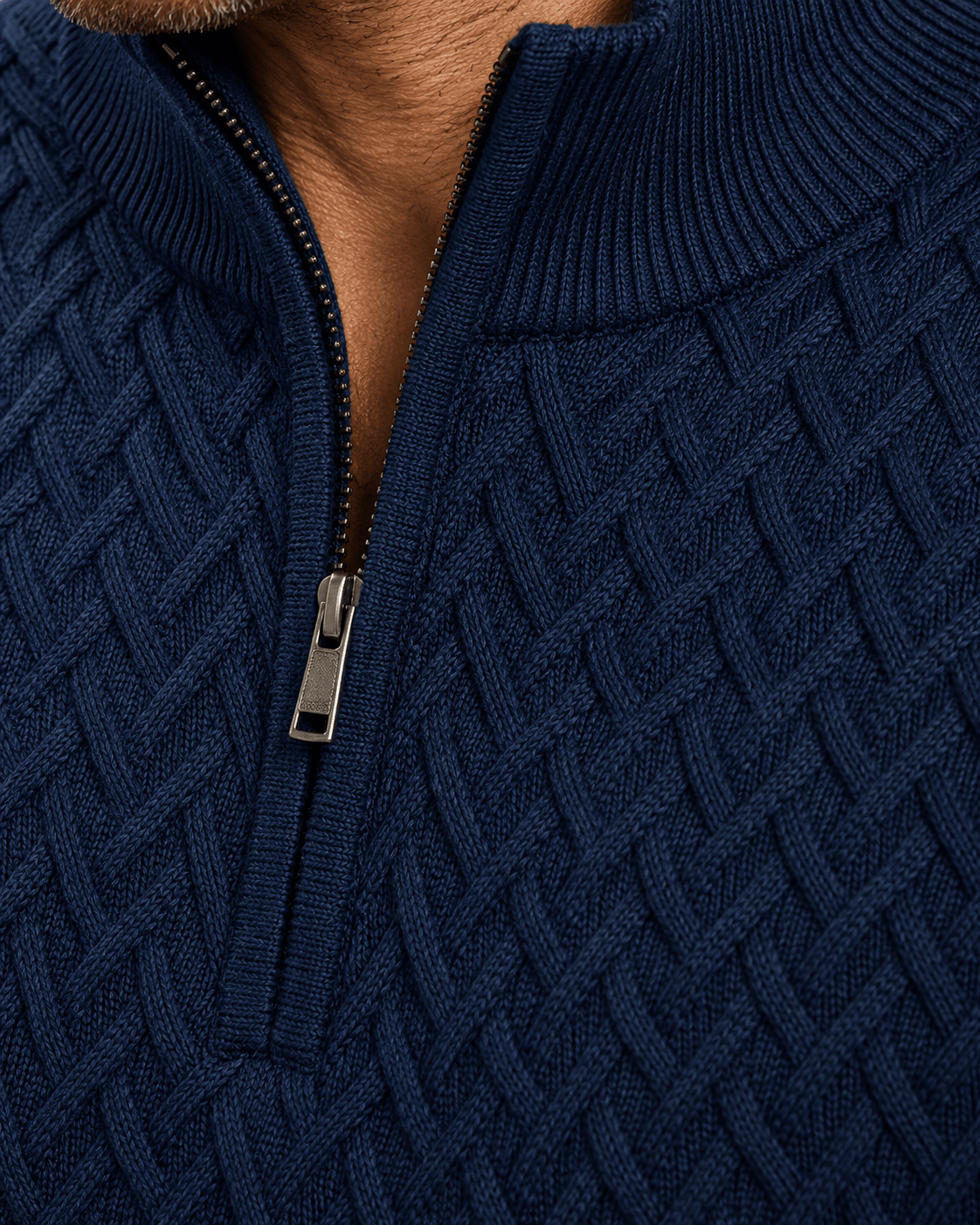 Textured Quarter-Zip Sweater - F/X Fusion - Quarter-Zip Sweater - #color_Cobalt