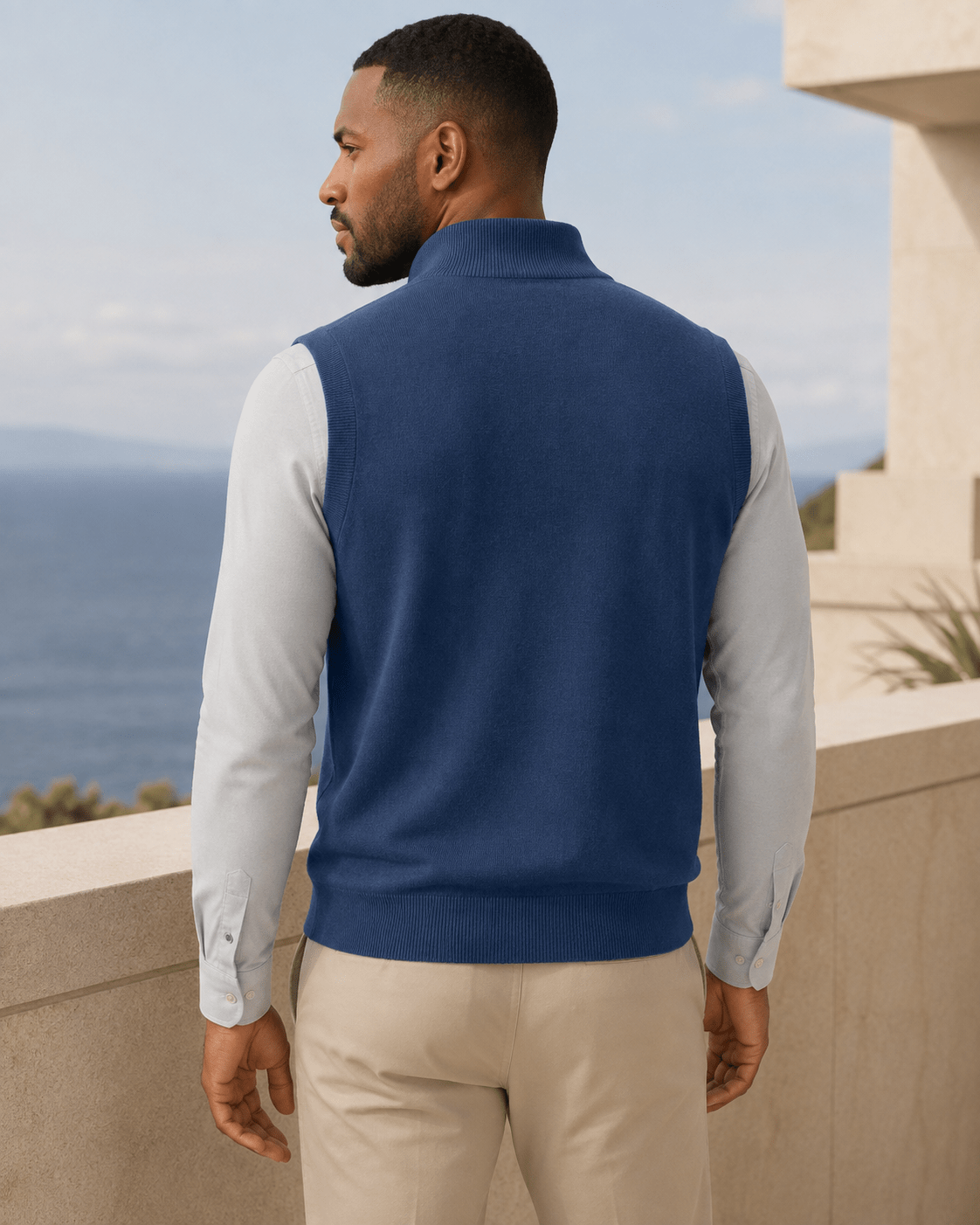 Cotton-Blend Quarter-Zip Vest - F/X Fusion - Quarter-Zip Vest - #color_Cobalt