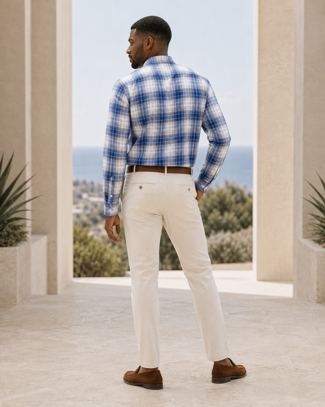 Twill Multi Plaid Button-Down Shirt - F/X Fusion - Button-Down Dress Shirt - #color_Blue