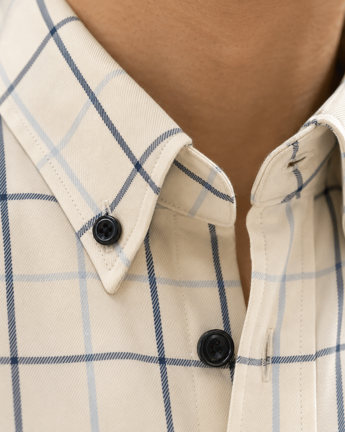 Twill Multi Check Button-Down Shirt - F/X Fusion - Button-Down Dress Shirt - #color_Ecru