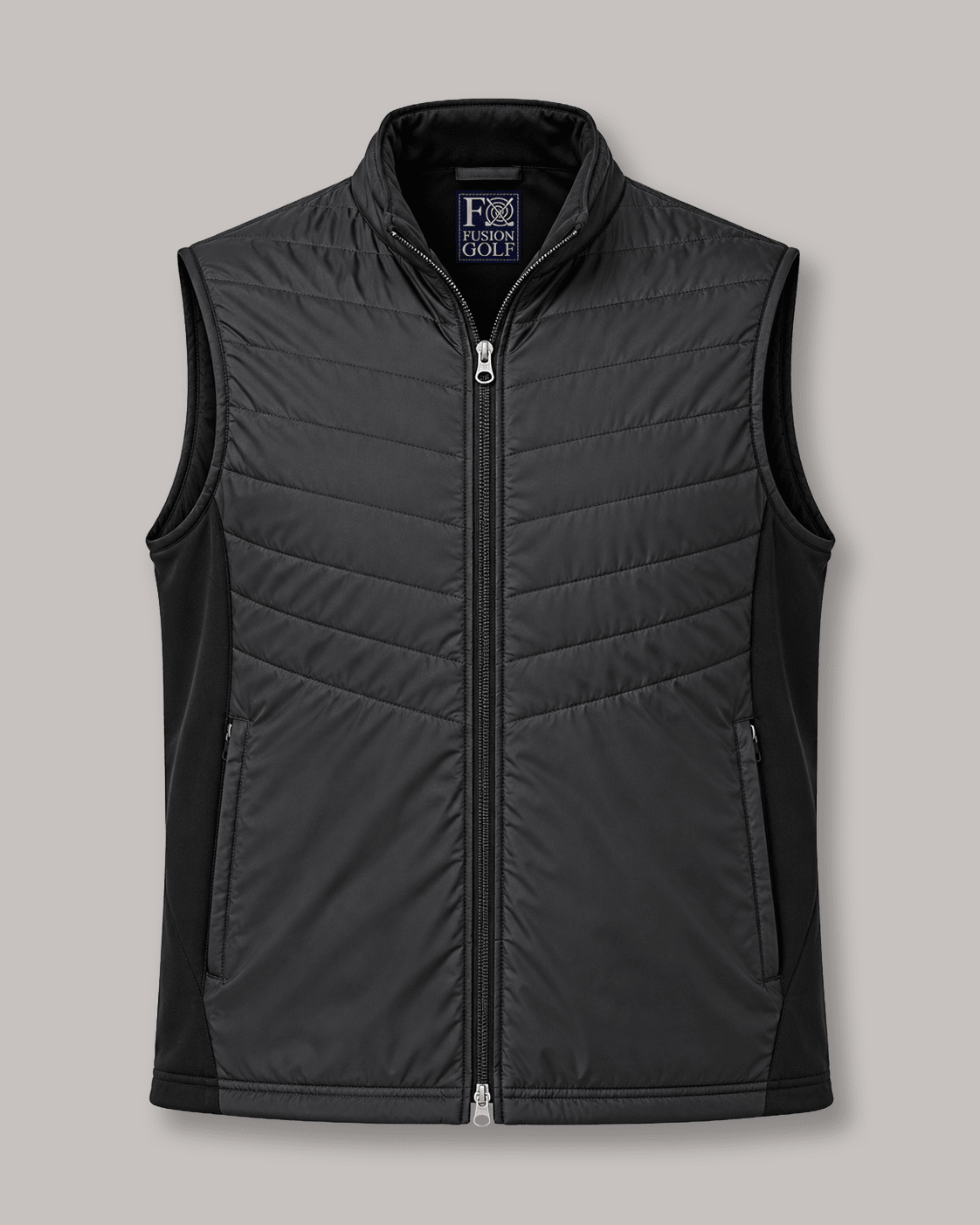 Full-Zip Performance Golf Vest - F/X Fusion - Golf Vest - #color_Black