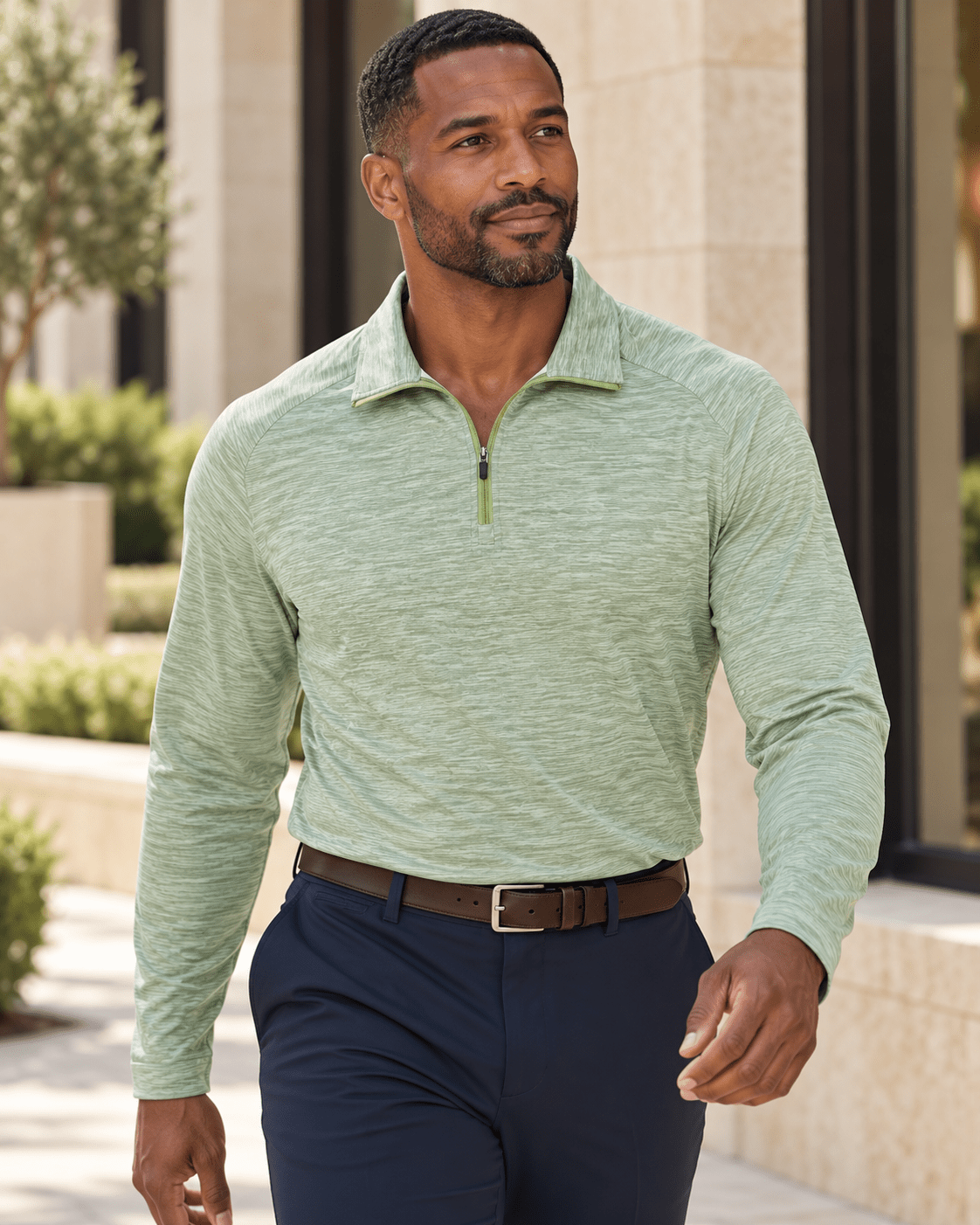Space Dye Performance Golf Quarter-Zip - F/X Fusion - Golf Quarter-Zip - #color_Green