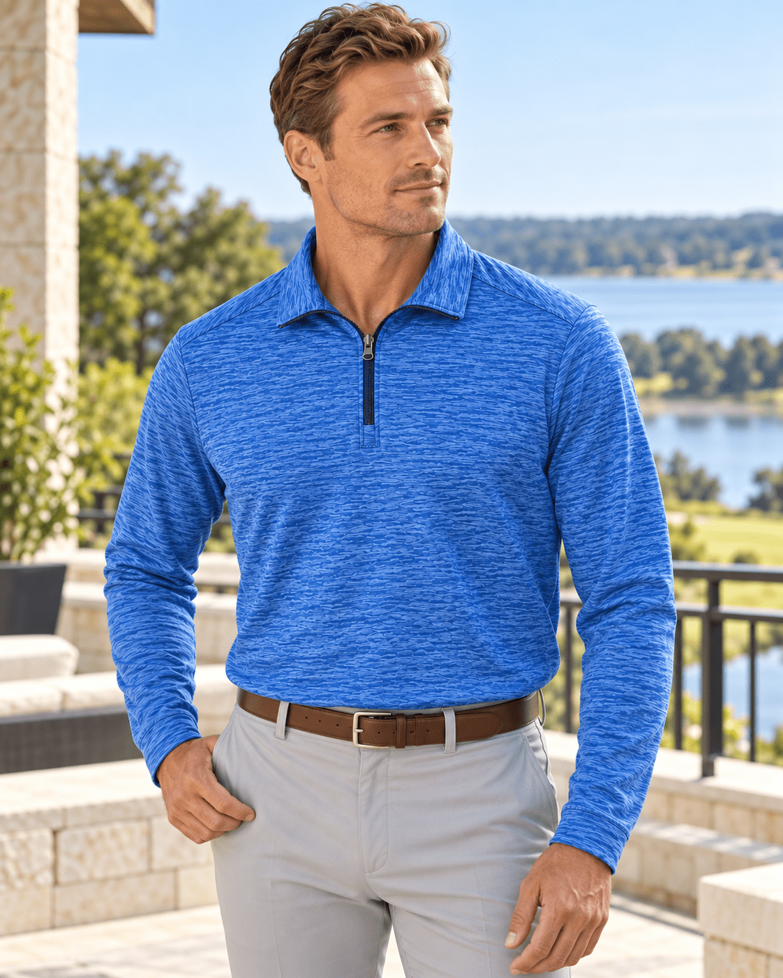 Space Dye Performance Golf Quarter-Zip - F/X Fusion - Golf Quarter-Zip - #color_Navy