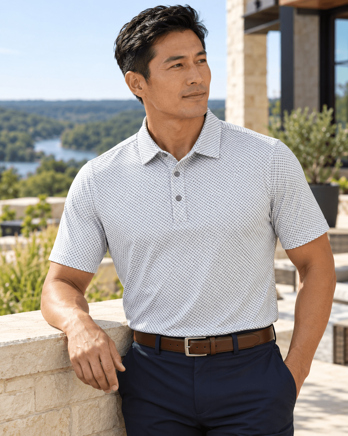 Shady Pane Performance Golf Polo - F/X Fusion - Golf Polo - #color_Silver