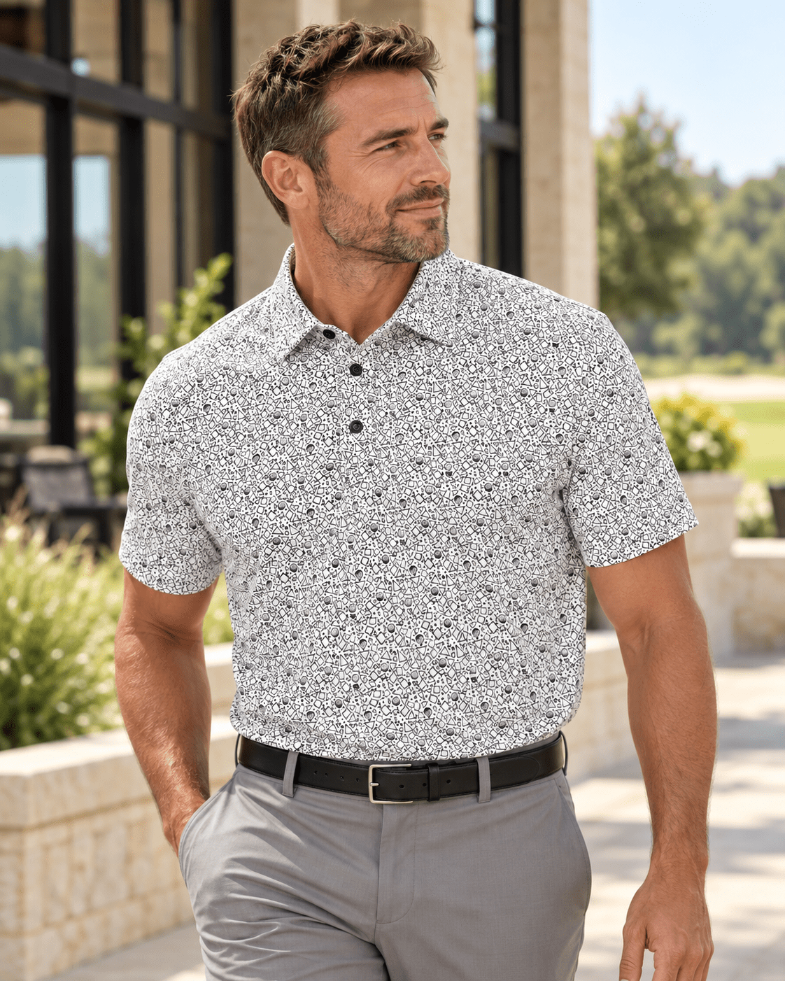 Tossed Geos Performance Golf Polo - F/X Fusion - Golf Polo - #color_Black