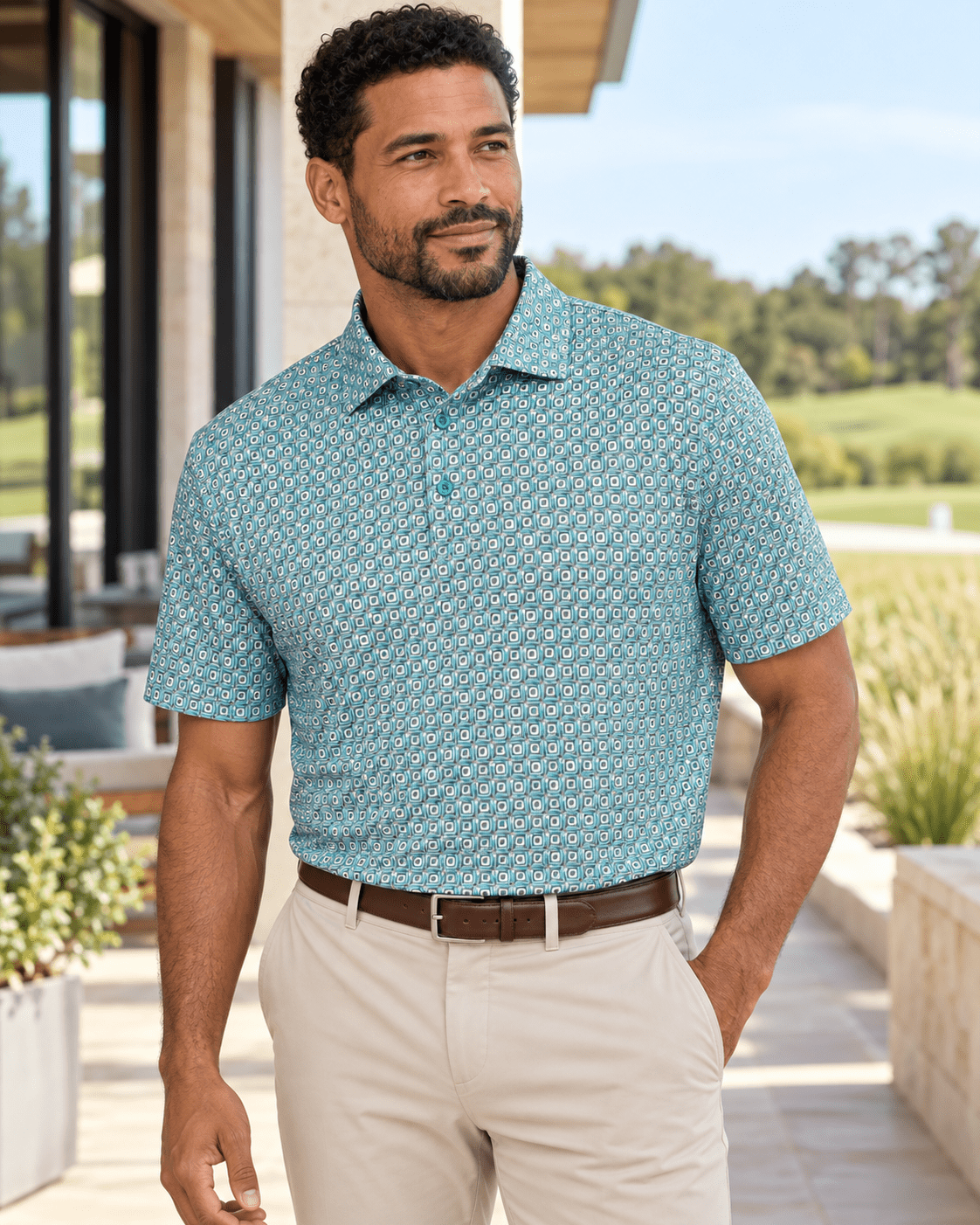 Shadow Dots Performance Golf Polo - F/X Fusion - Golf Polo - #color_Aqua