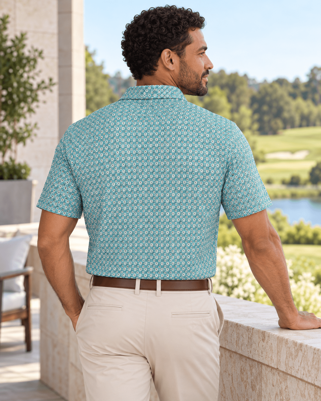 Shadow Dots Performance Golf Polo - F/X Fusion - Golf Polo - #color_Aqua