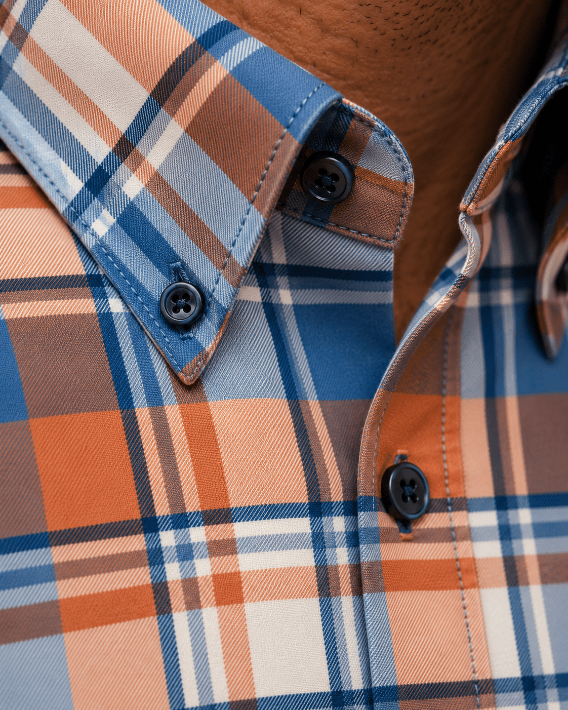 Multi Plaid Stretch Shirt - F/X Fusion - Button-Down Dress Shirt - #color_Deep Lake Multi