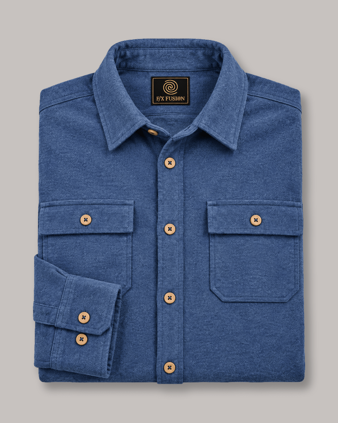 Cashmere Soft Touch Shirt - F/X Fusion - Button-Up Overshirt - #color_Navy
