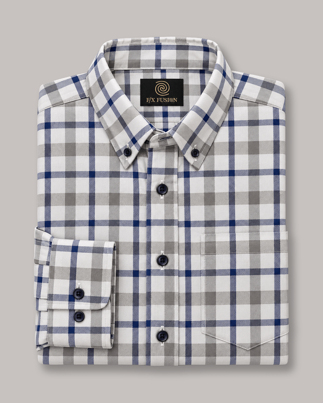 Twill Multi Plaid Button-Down Shirt - F/X Fusion - Button-Down Dress Shirt - #color_White