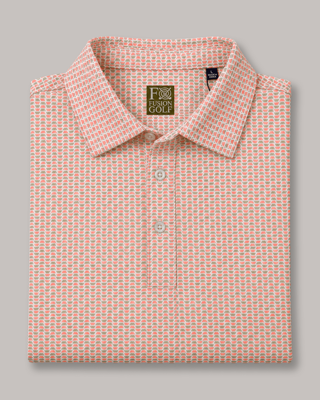 Heather Geo Performance Golf Polo - F/X Fusion - Golf Polo - #color_Coral
