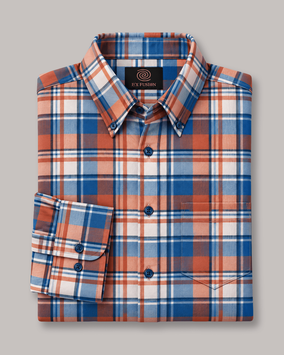 Multi Plaid Stretch Shirt - F/X Fusion - Button-Down Dress Shirt - #color_Deep Lake Multi
