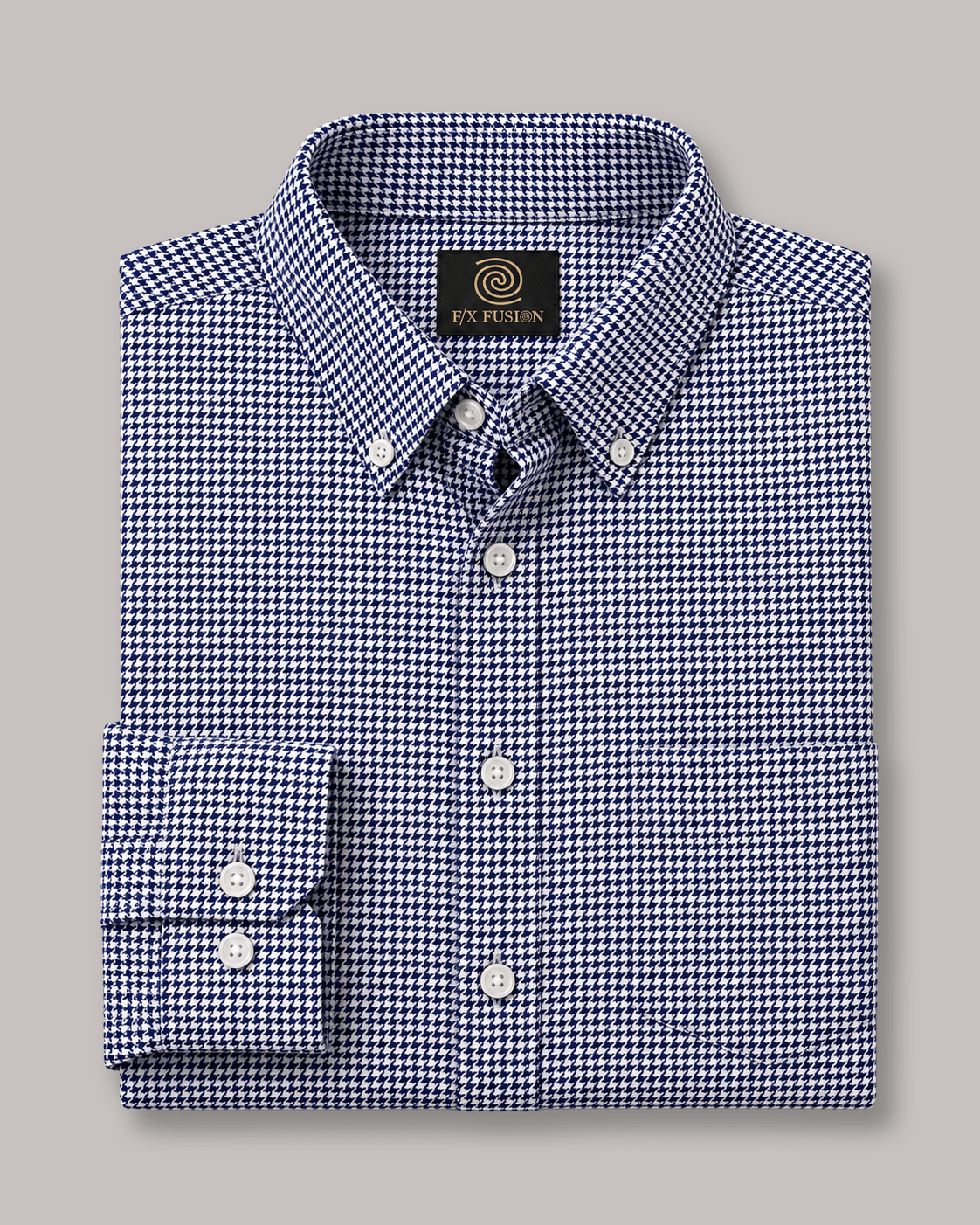 Houndstooth Button-Down Shirt - F/X Fusion - Button-Down Dress Shirt - #color_Navy/Multi