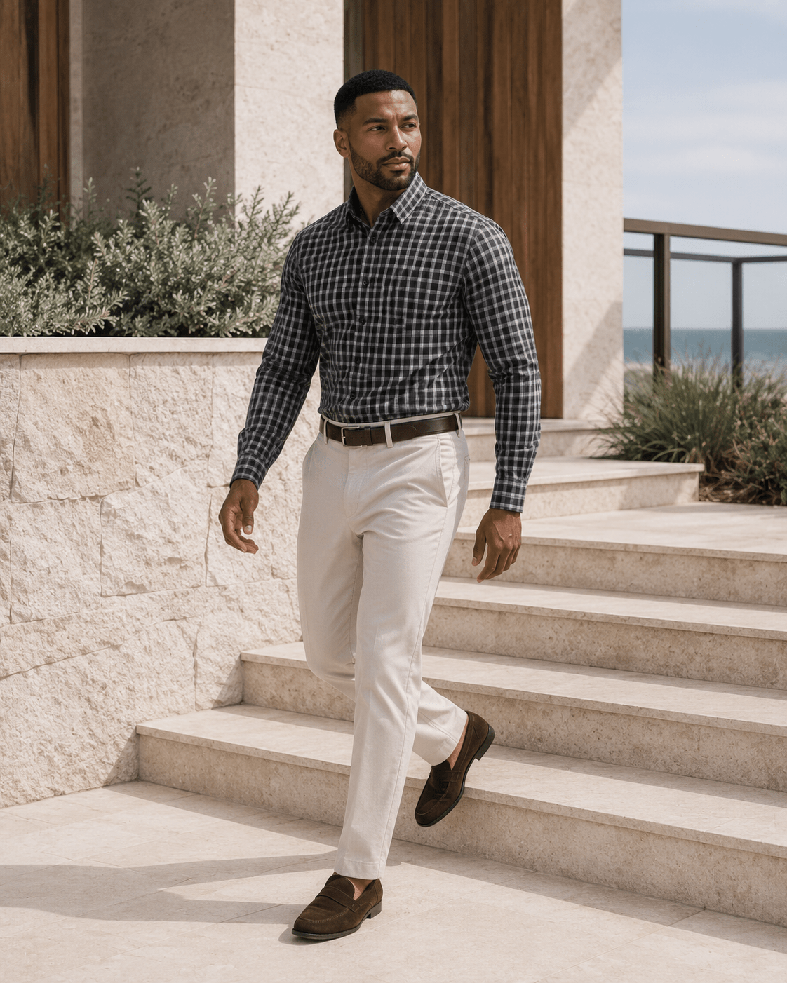 Cotton Blend Plaid Underbutton Shirt - F/X Fusion - Underbutton Dress shirt - #color_Grey