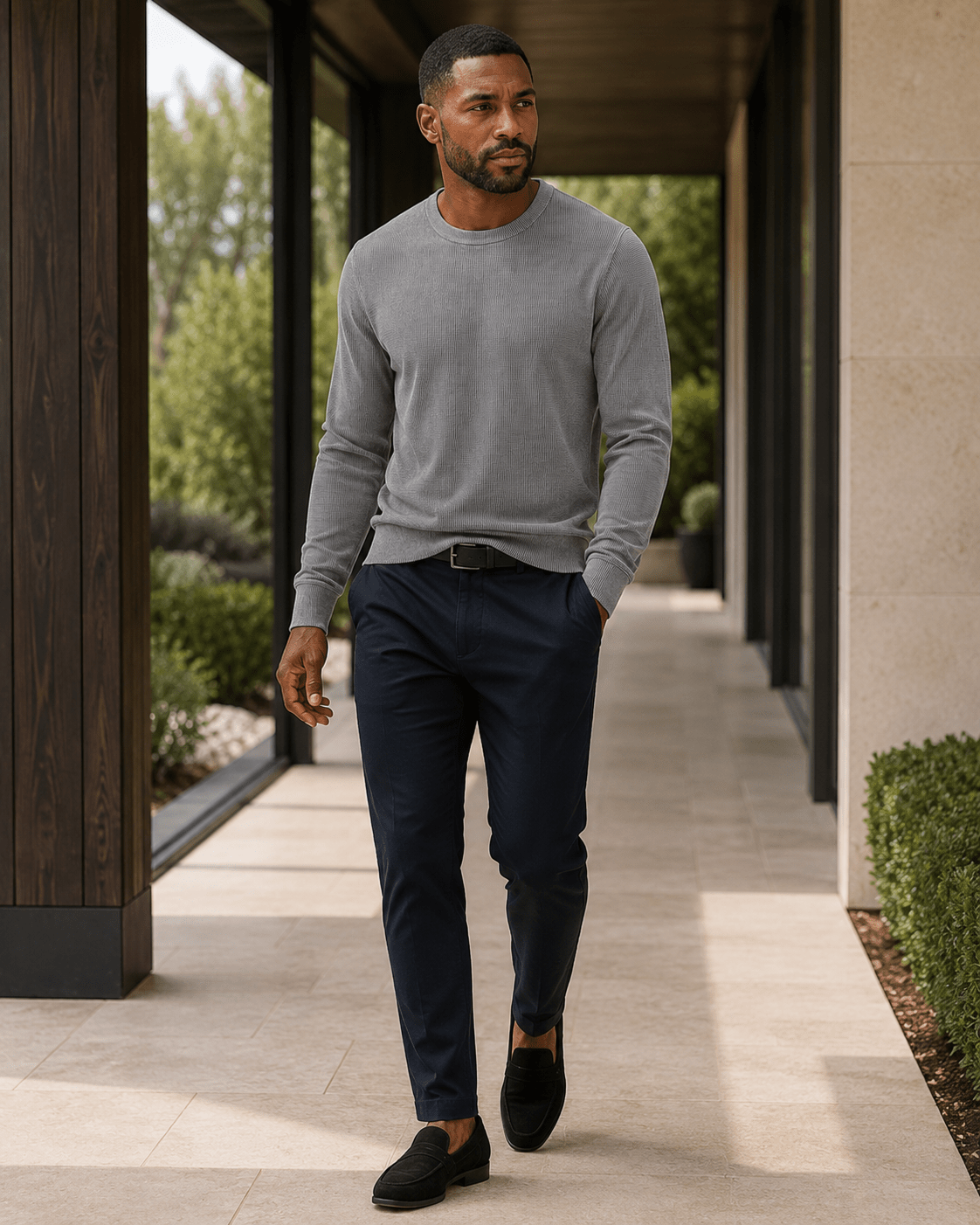 Sandwashed Thermal Crewneck Sweater - F/X Fusion - Crewneck Sweater - #color_Grey