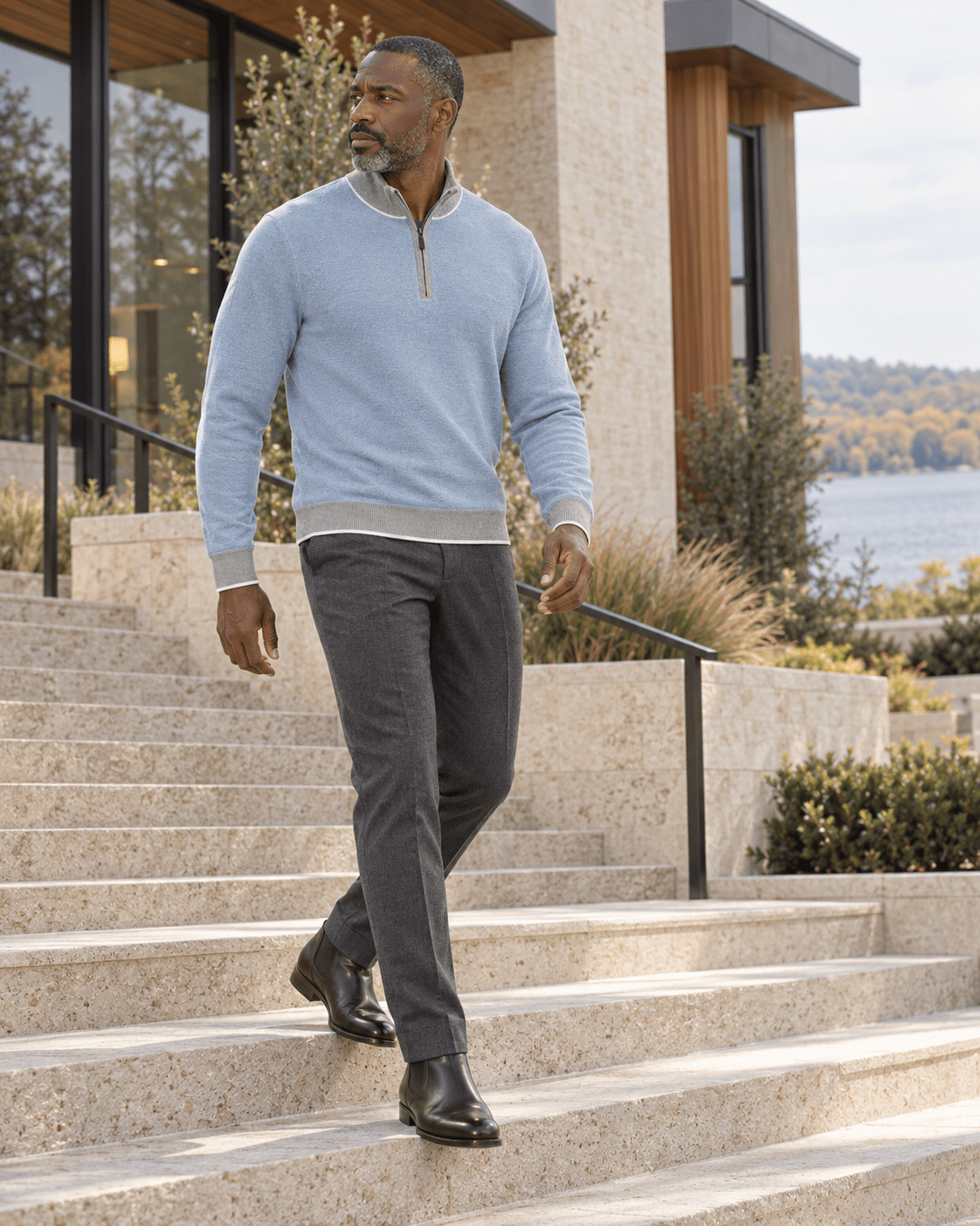 Birdseye Quarter-Zip Sweater - F/X Fusion - Quarter-Zip Sweater - #color_Grey
