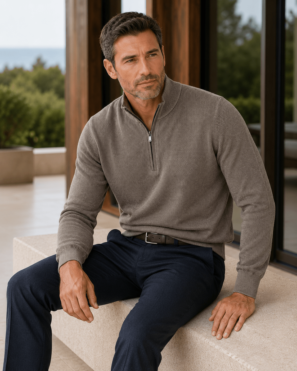 Thermal Quarter-Zip Sweater - F/X Fusion - Quarter-Zip Sweater - #color_Latte
