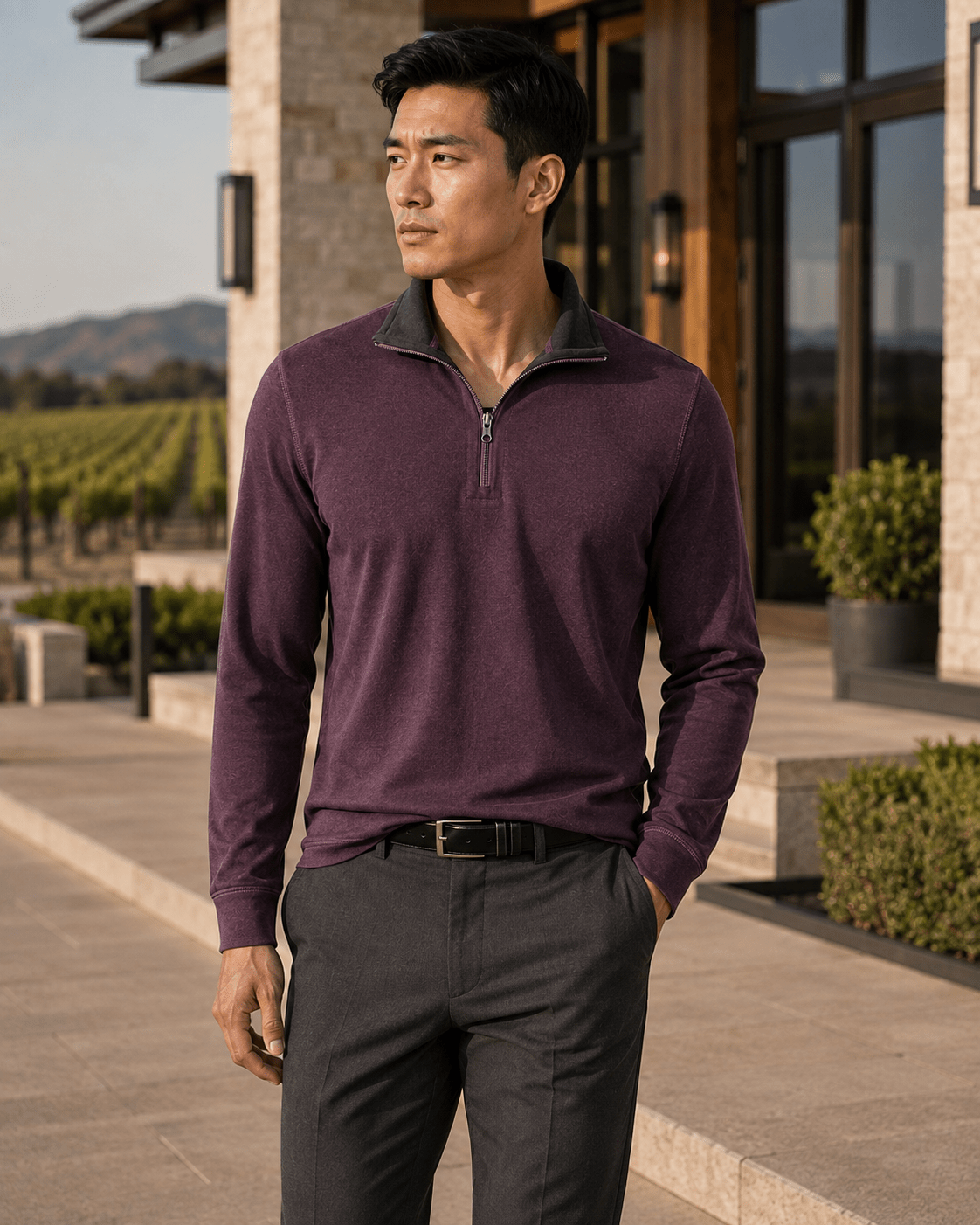 Reversible Quarter-Zip Sweater - F/X Fusion - Quarter-Zip Sweater - #color_Mulberry