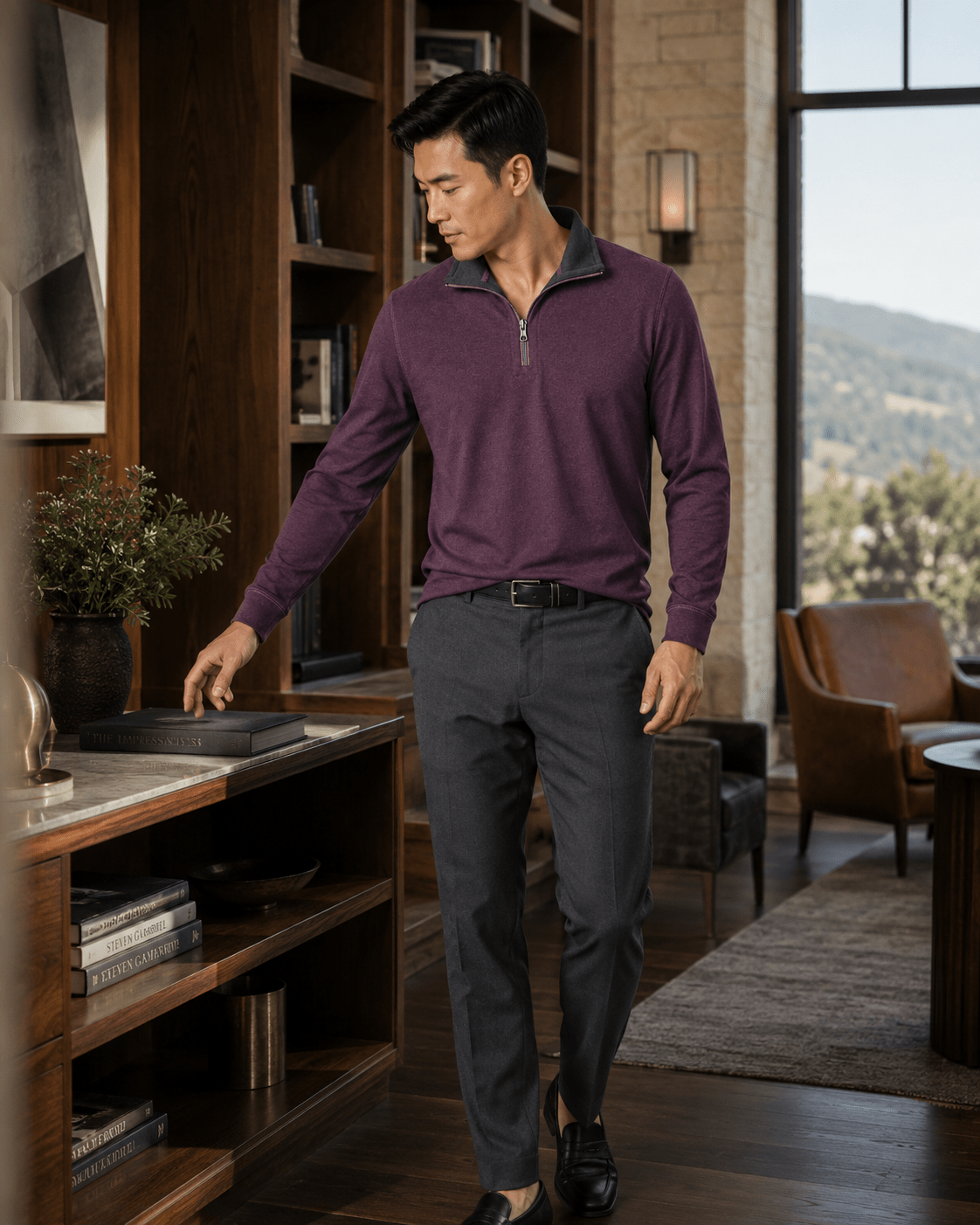 Reversible Quarter-Zip Sweater - F/X Fusion - Quarter-Zip Sweater - #color_Mulberry