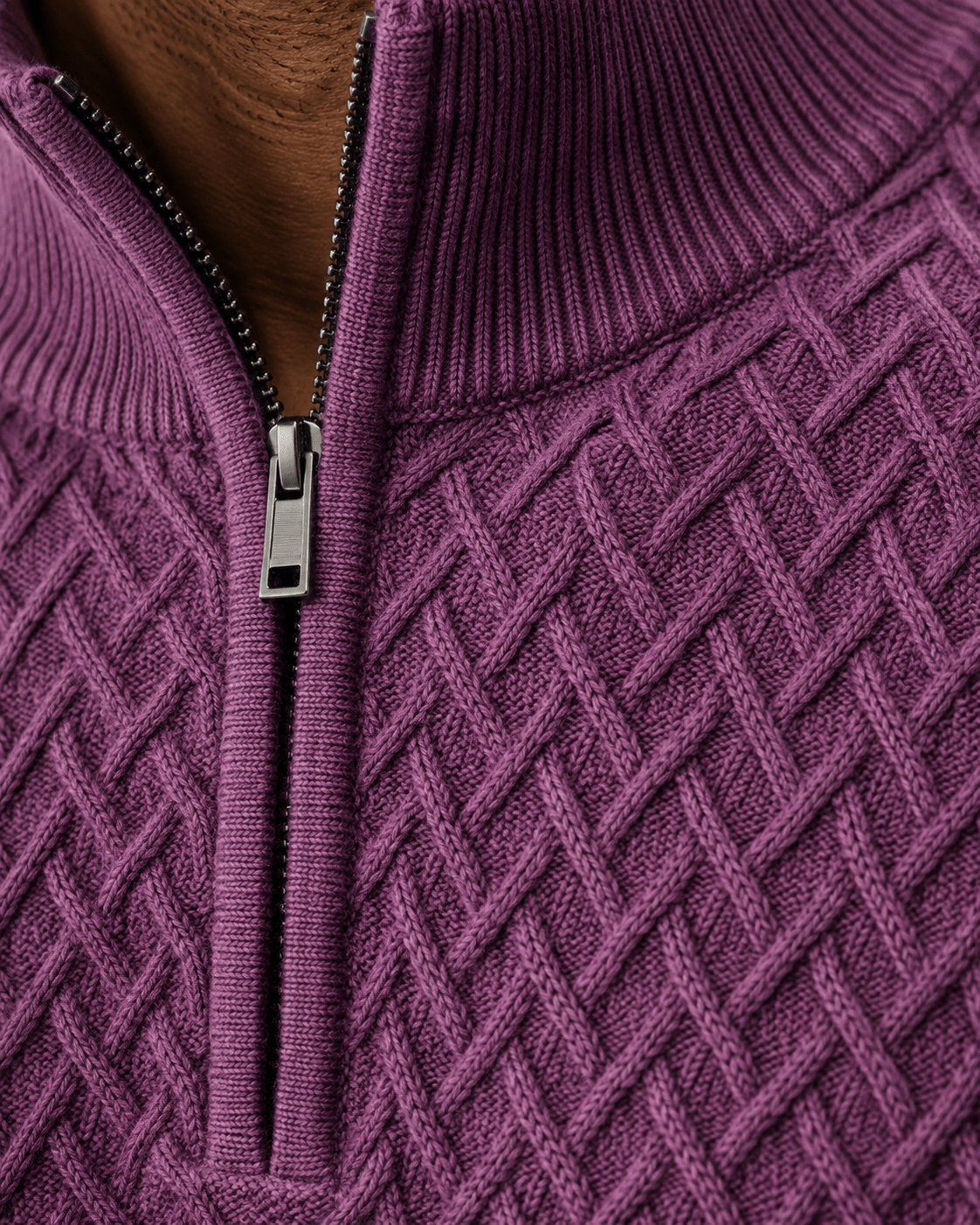 Textured Quarter-Zip Sweater - F/X Fusion - Quarter-Zip Sweater - #color_Mulberry Heather