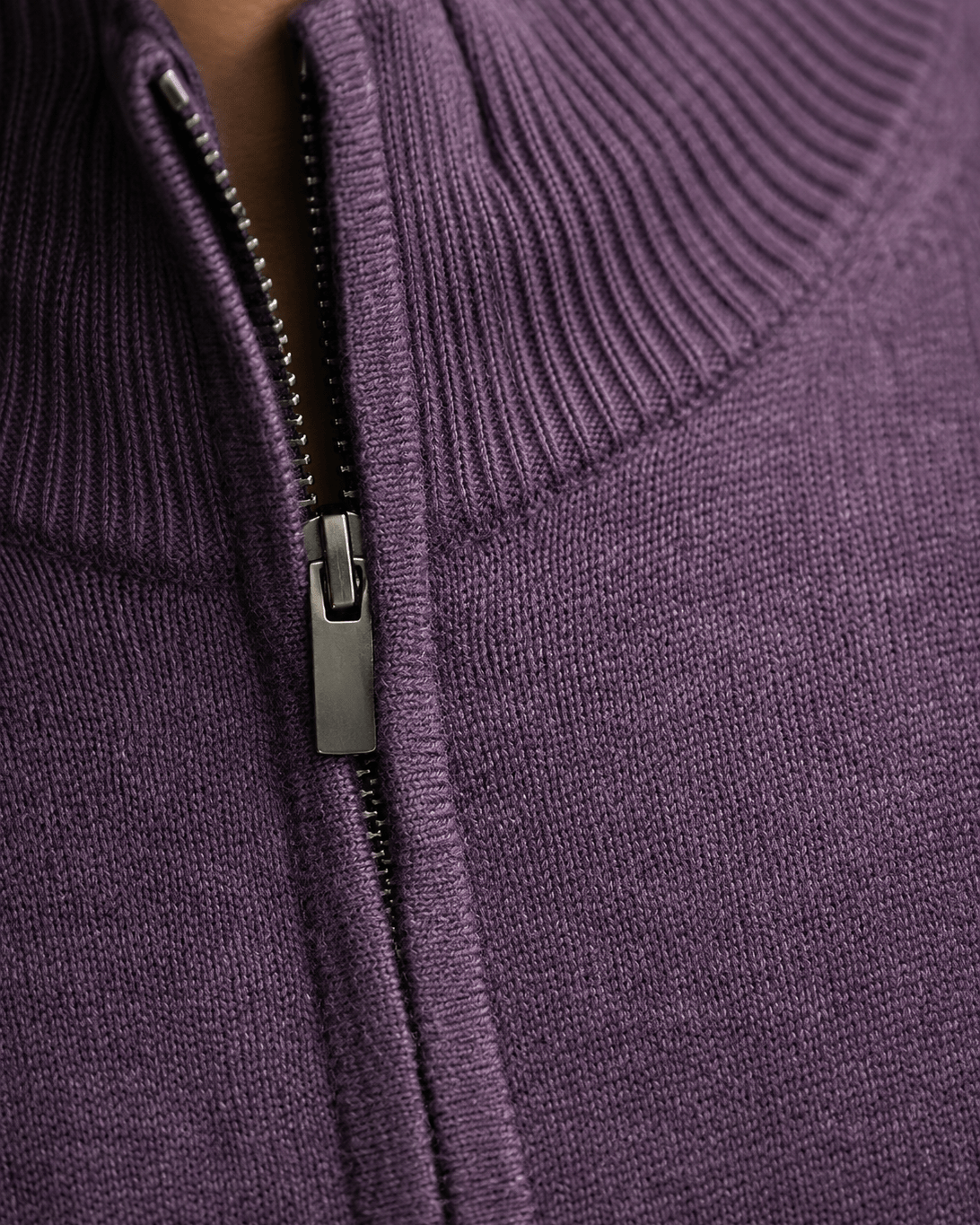 Cotton-Blend Quarter-Zip Sweater - F/X Fusion - Quarter-Zip Sweater - #color_Mulberry Heather