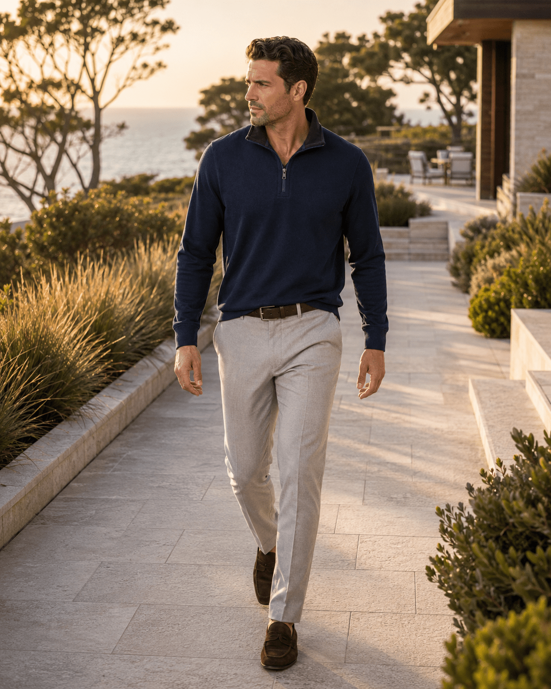 Reversible Quarter-Zip Sweater - F/X Fusion - Quarter-Zip Sweater - #color_Navy