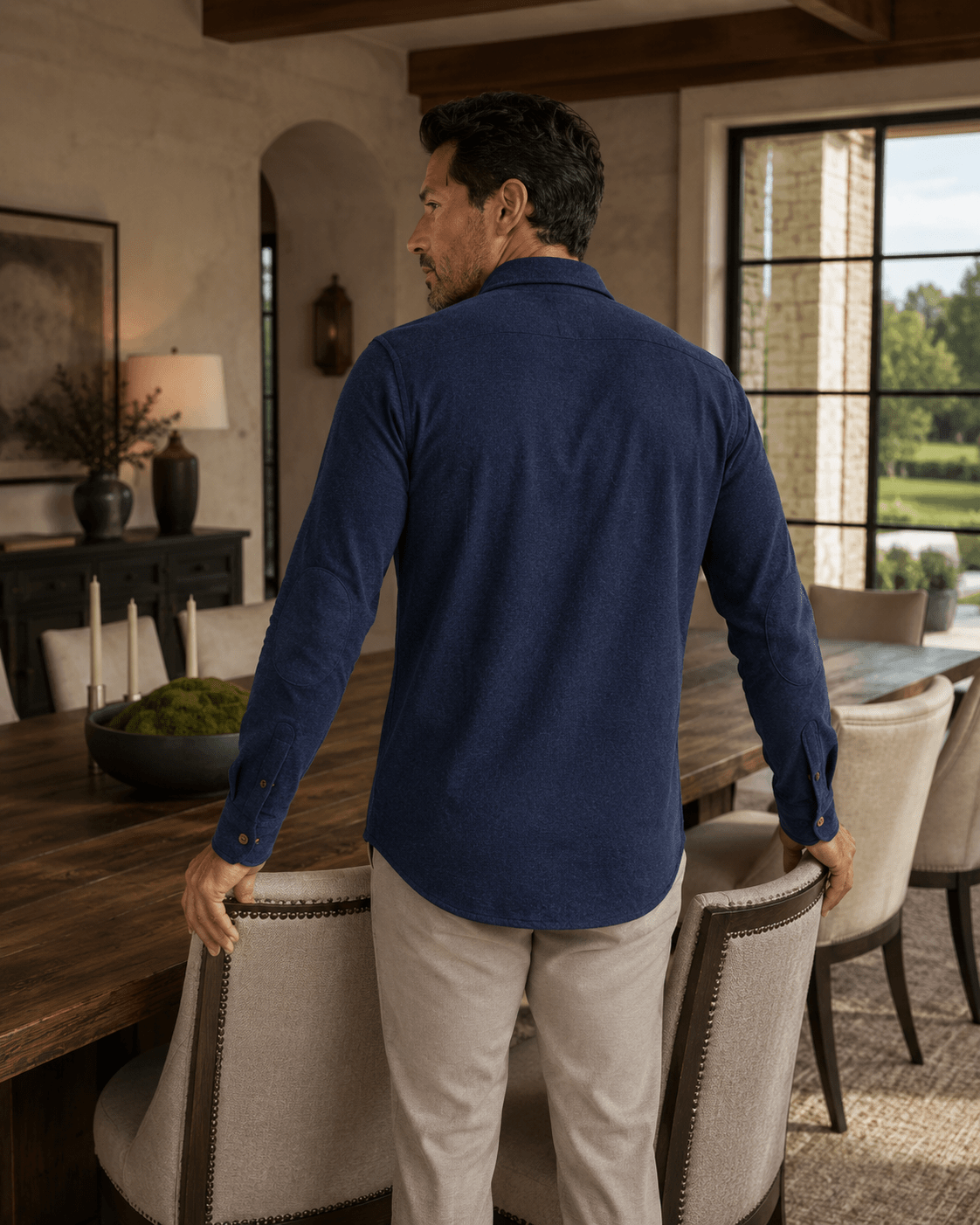 Cashmere Soft Touch Shirt - F/X Fusion - Button-Up Overshirt - #color_Navy