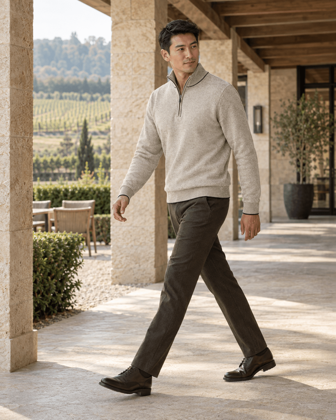 Birdseye Quarter-Zip Sweater - F/X Fusion - Quarter-Zip Sweater - #color_Oatmeal