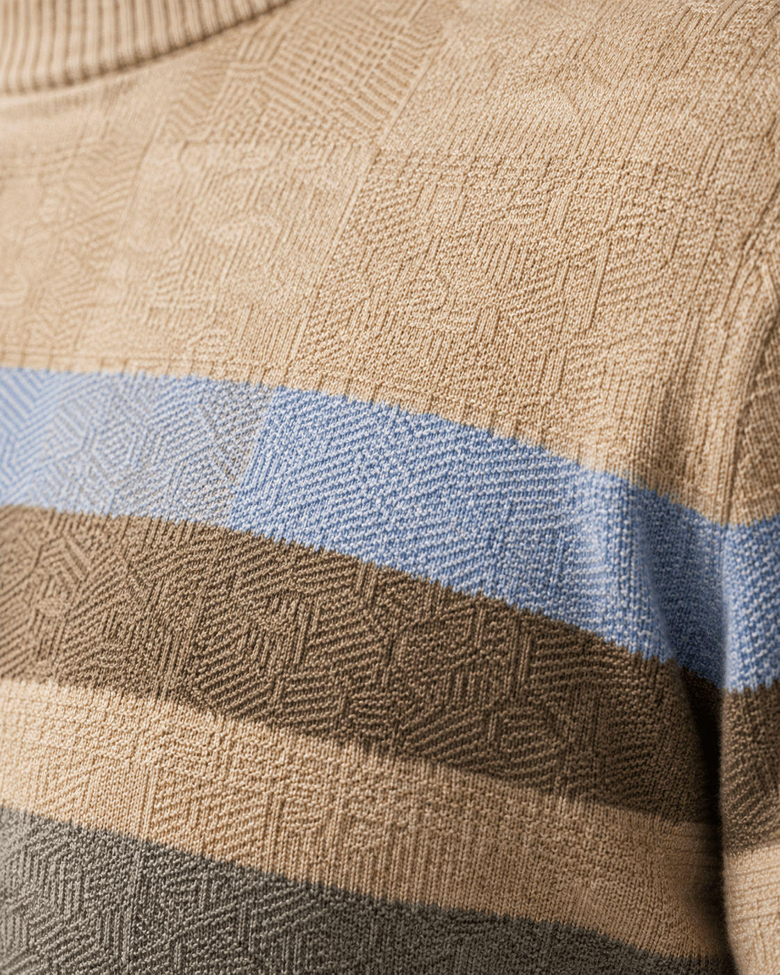 Textured Patterned Crewneck Sweater - F/X Fusion - Crewneck Sweater - #color_Oatmeal