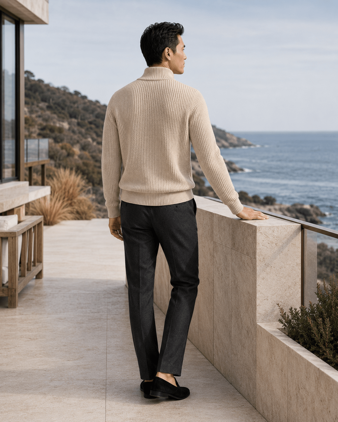 Plaited Cable Quarter-Zip Sweater - F/X Fusion - Quarter-Zip Sweater - #color_Oatmeal