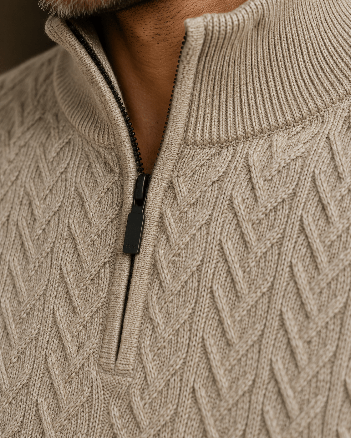 Textured Quarter-Zip Sweater - F/X Fusion - Quarter-Zip Sweater - #color_Oatmeal Heather