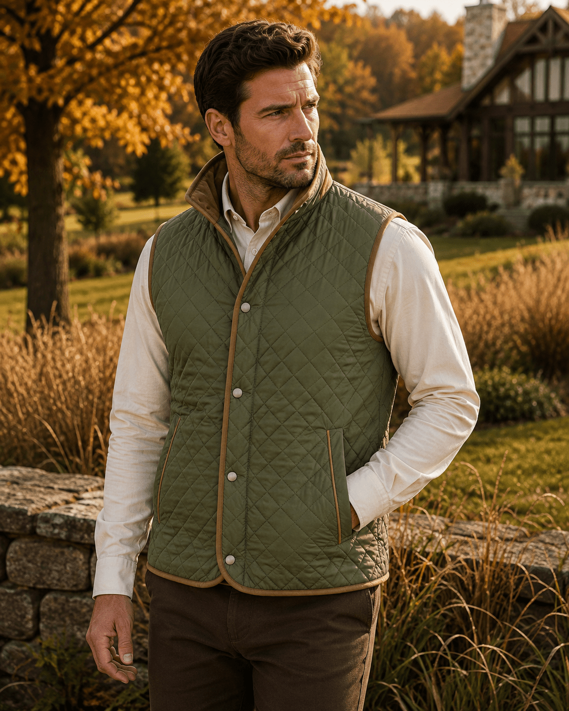 Upland Quilted Field Vest - F/X Fusion - Vest - #color_Olive